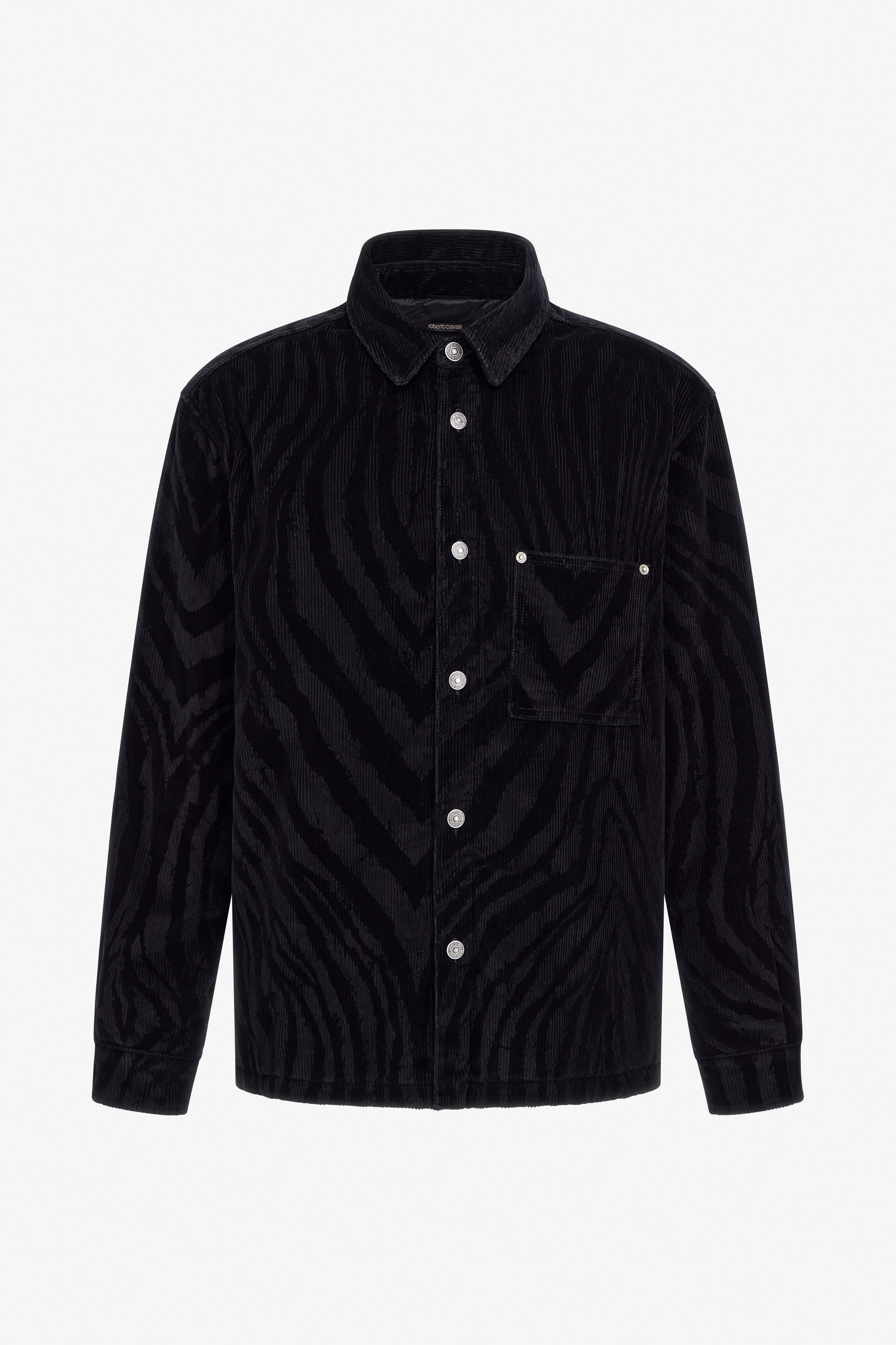 Roberto Cavalli Men's Black Zebra Print Shirt - Ready To Wear
