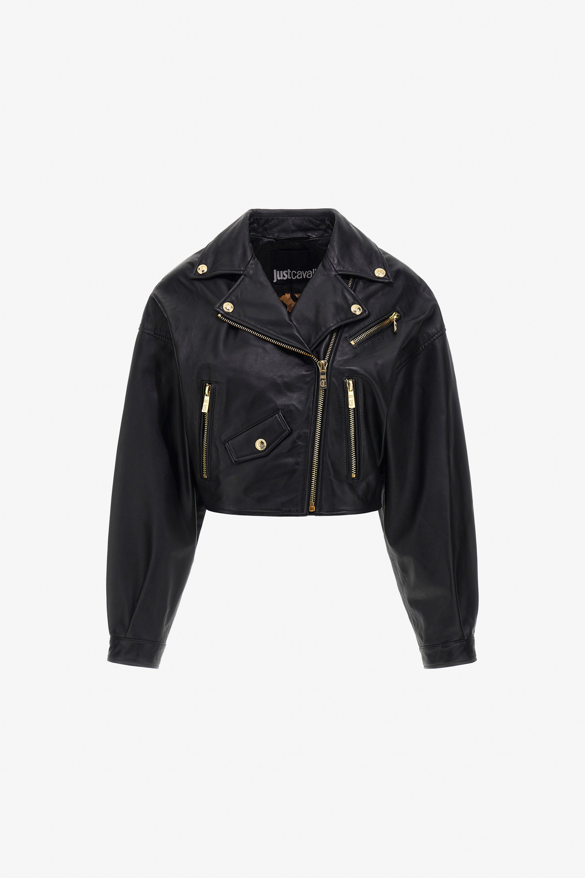 Roberto Cavalli Just Cavalli Leather Bomber Jacket In Black