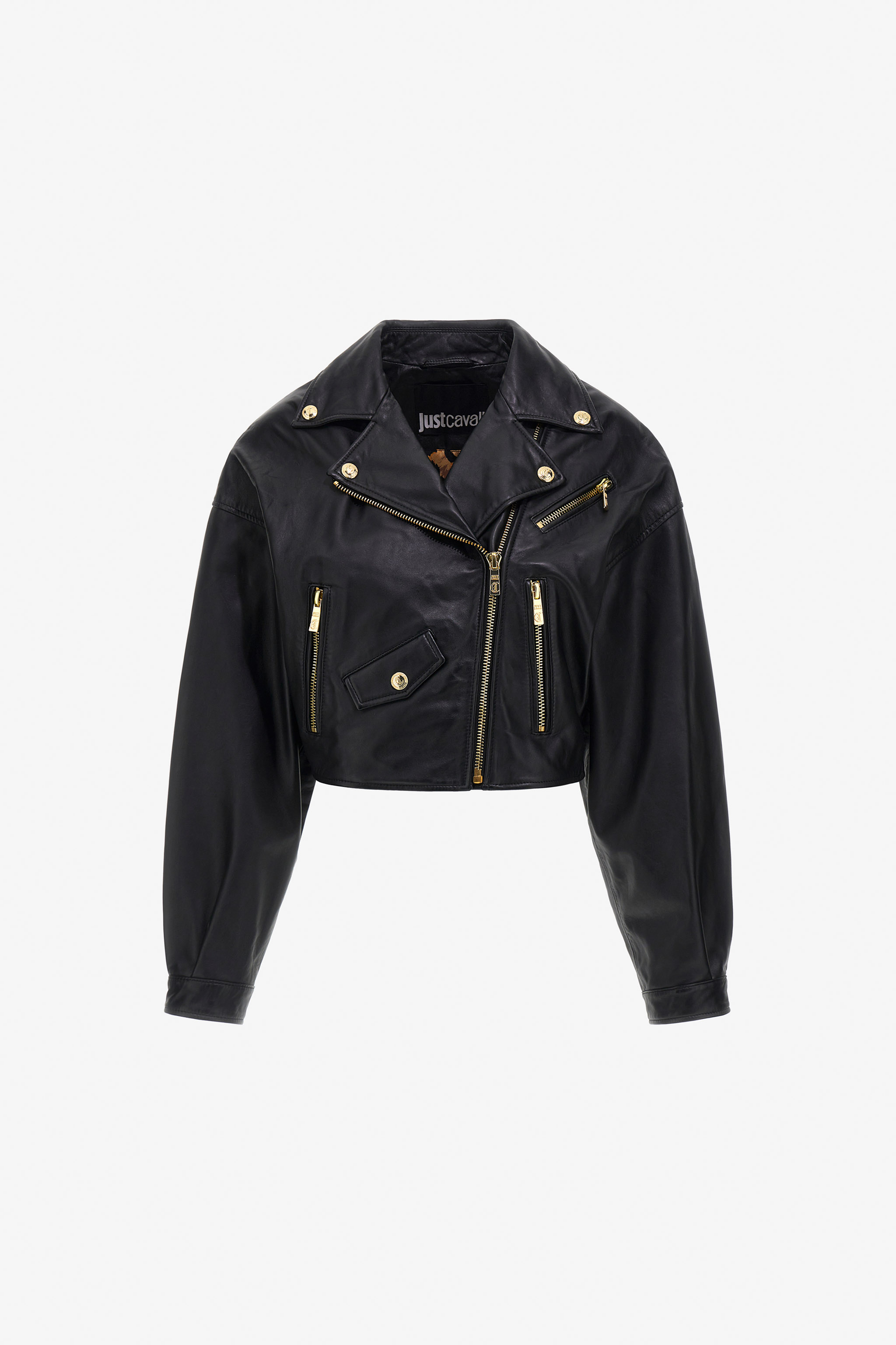 Roberto Cavalli Women's Black Just Cavalli Leather Bomber Jacket - Coats & Jackets