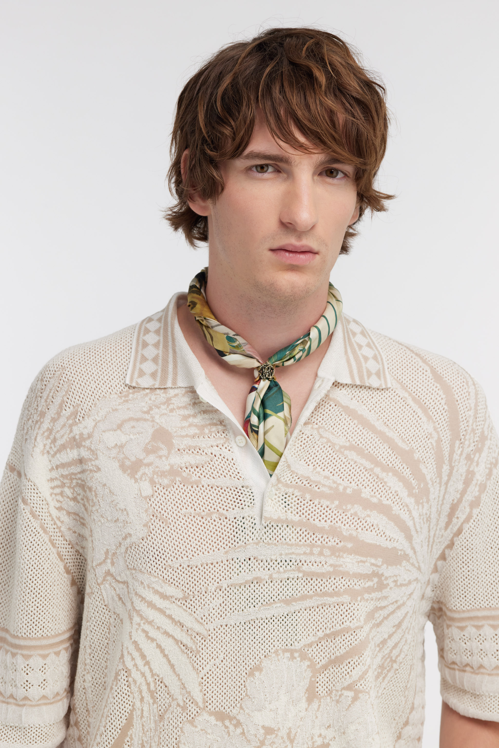 Roberto Cavalli Polo Shirt With Embroidery In Ivory