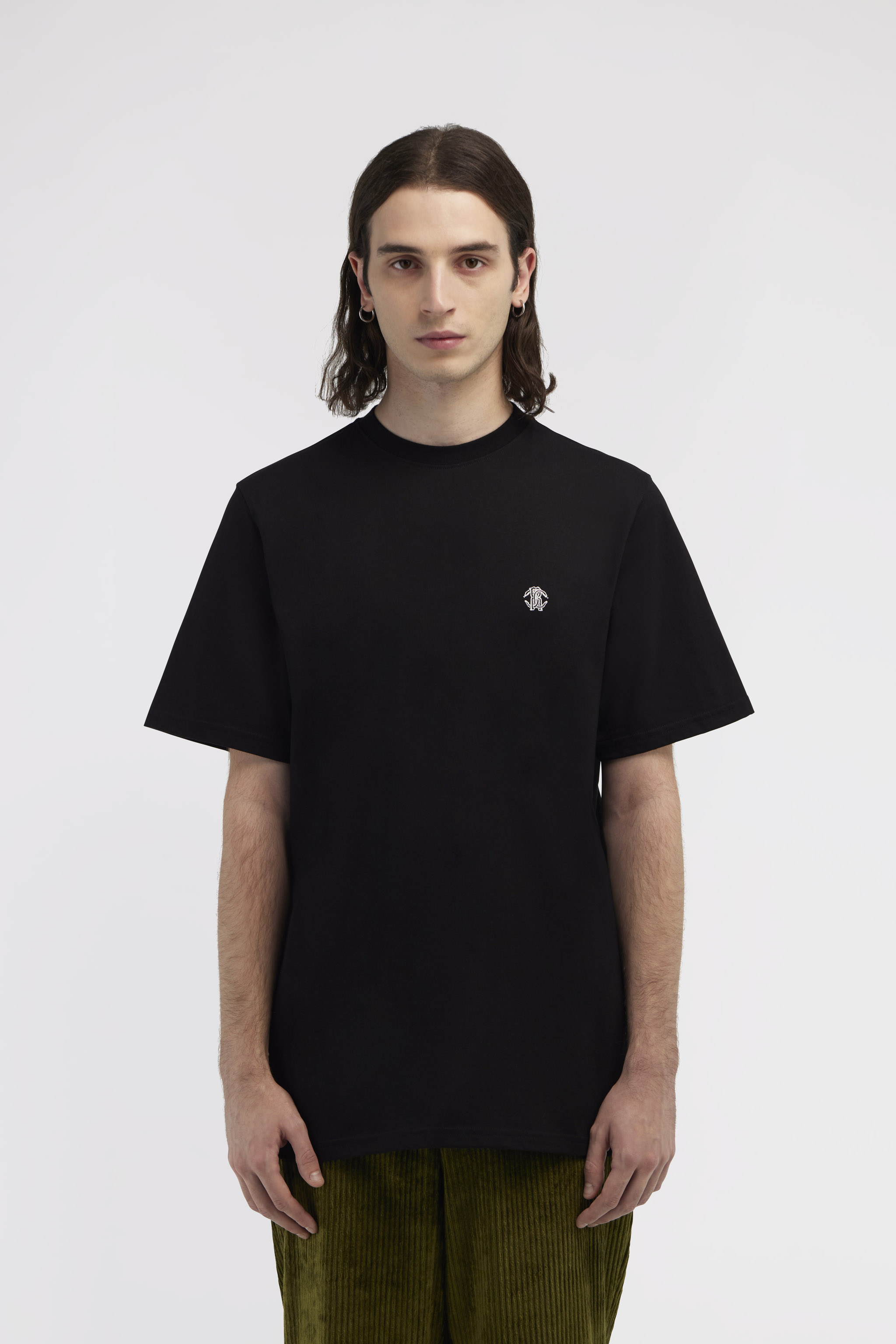 Roberto Cavalli T-shirt With Mirror Snake Monogram In Black