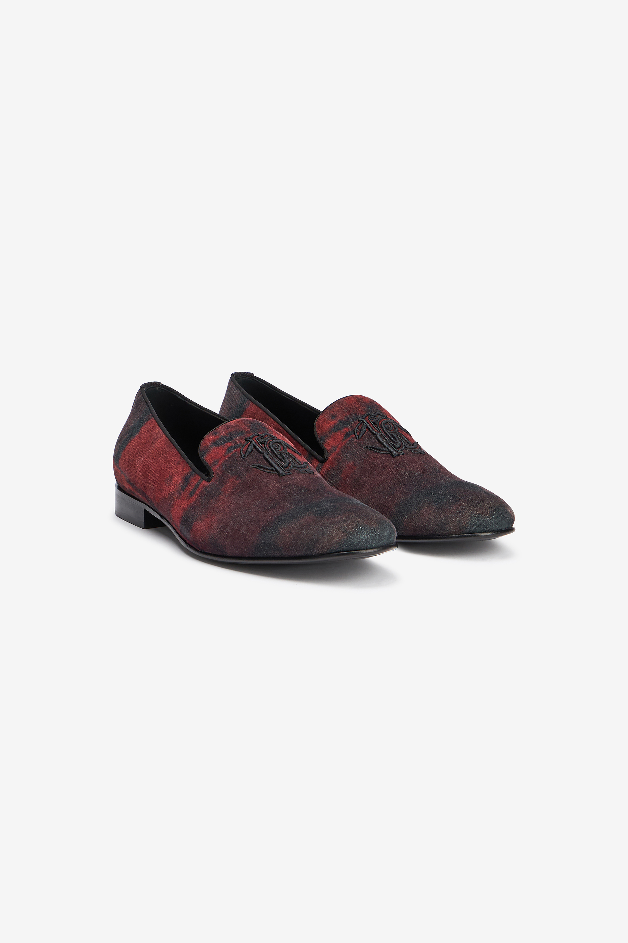 Roberto Cavalli Men's Red Oriental Slipper With Mirror Snake Monogram - Promo Sale Fw2025 Oriental