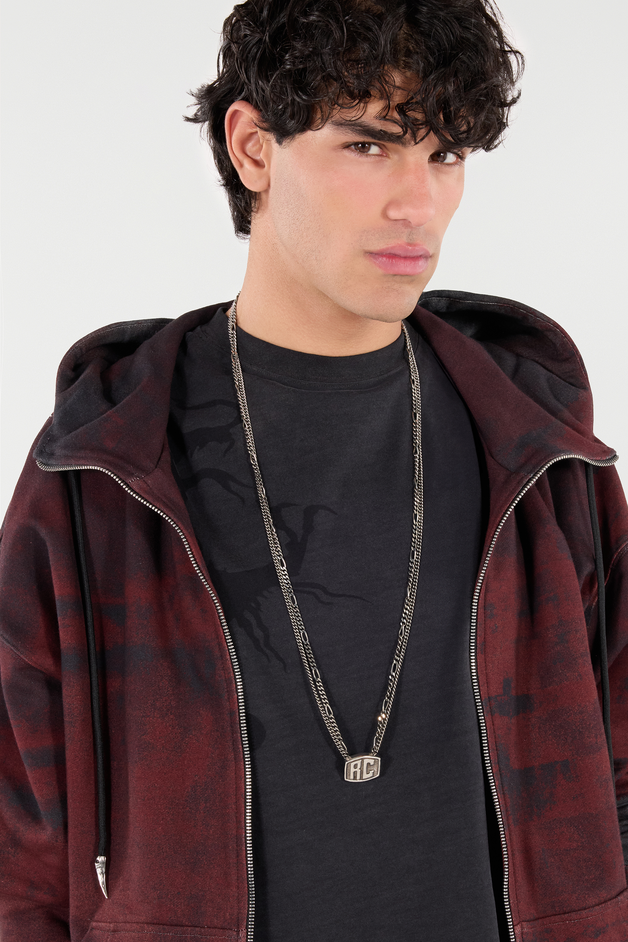 Necklace With Double Chain And RC Monogram