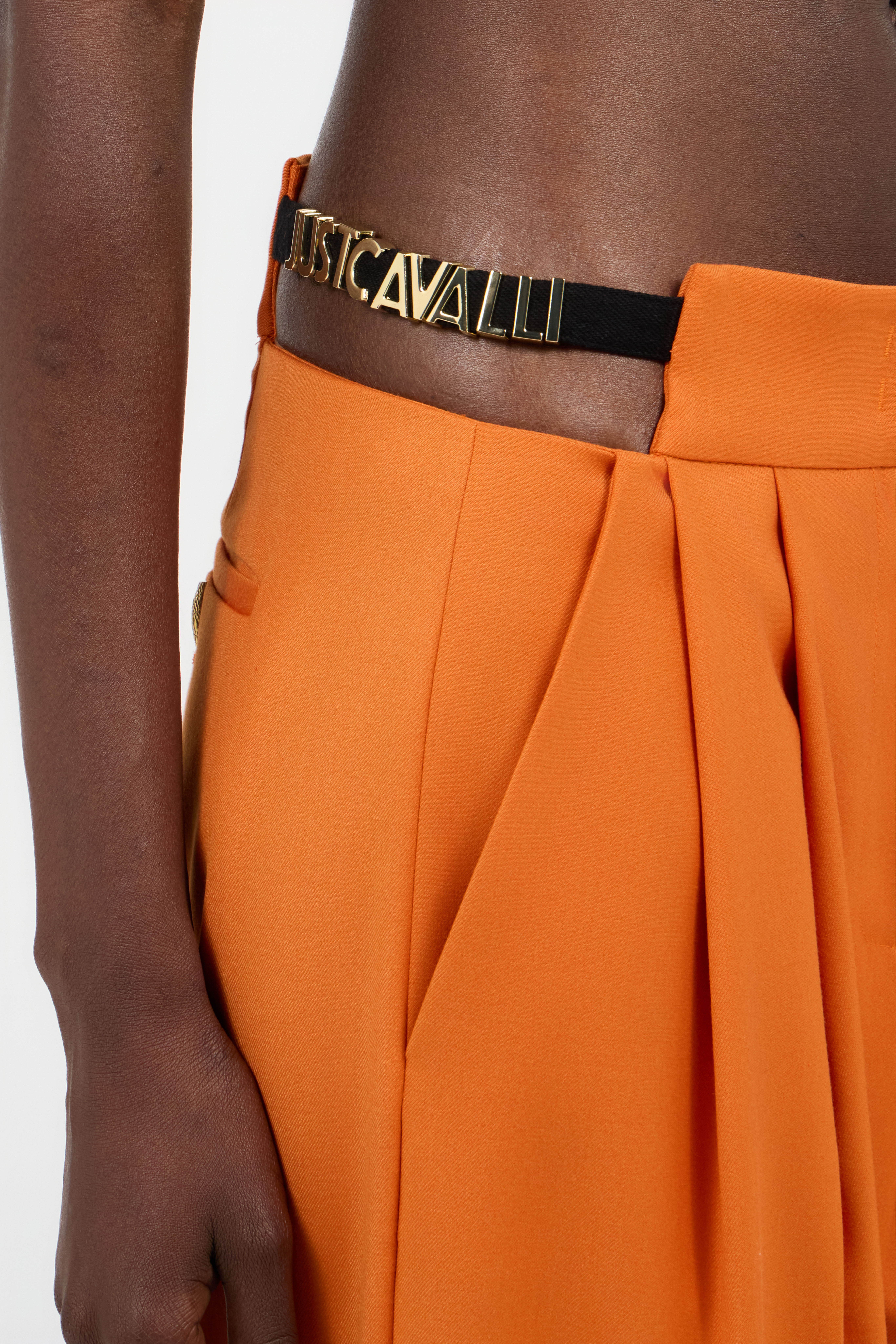 Orange Wide-Leg Trousers With Cut-Out