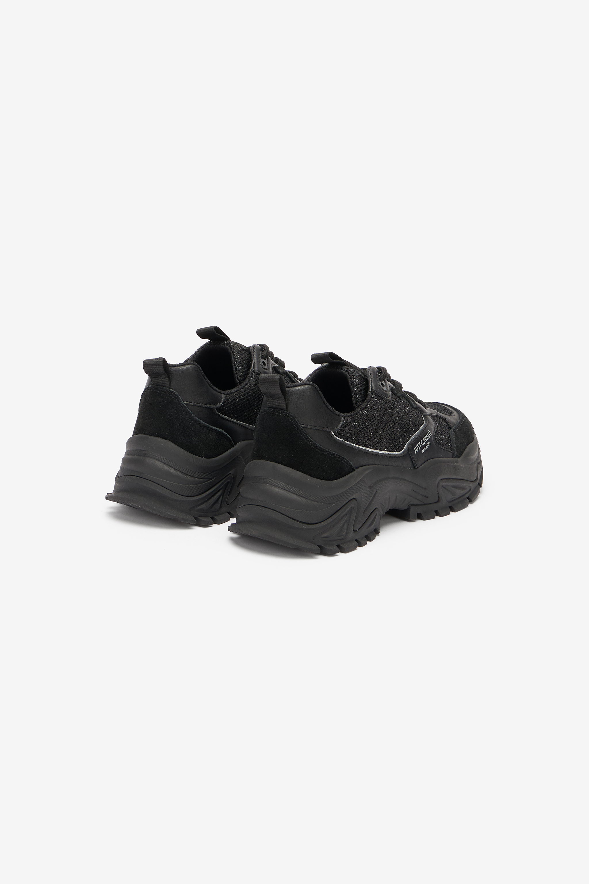Roberto Cavalli Chunky Sole Sneakers With Tread In Black