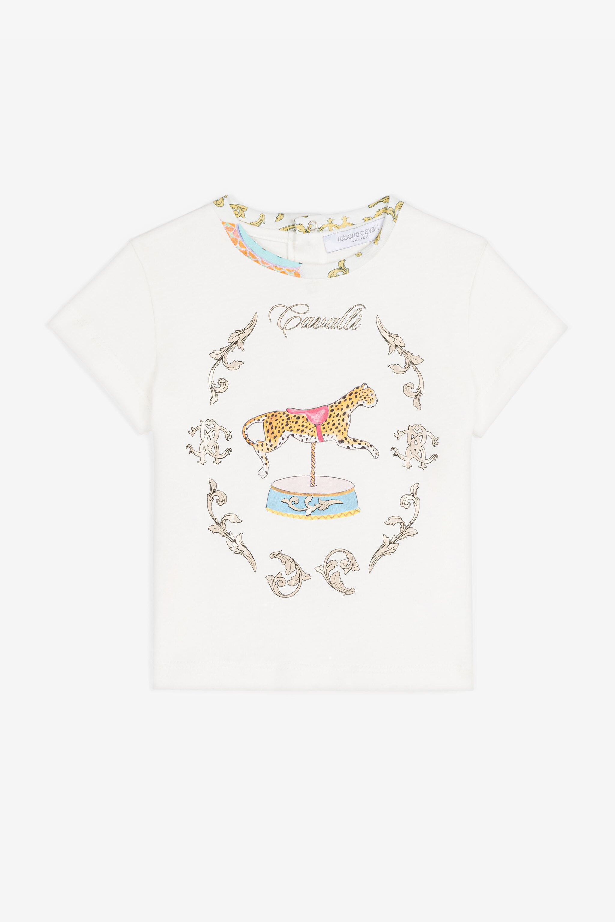 ROBERTO CAVALLI JAGUAR AND FILIGREE-PRINT T-SHIRT 