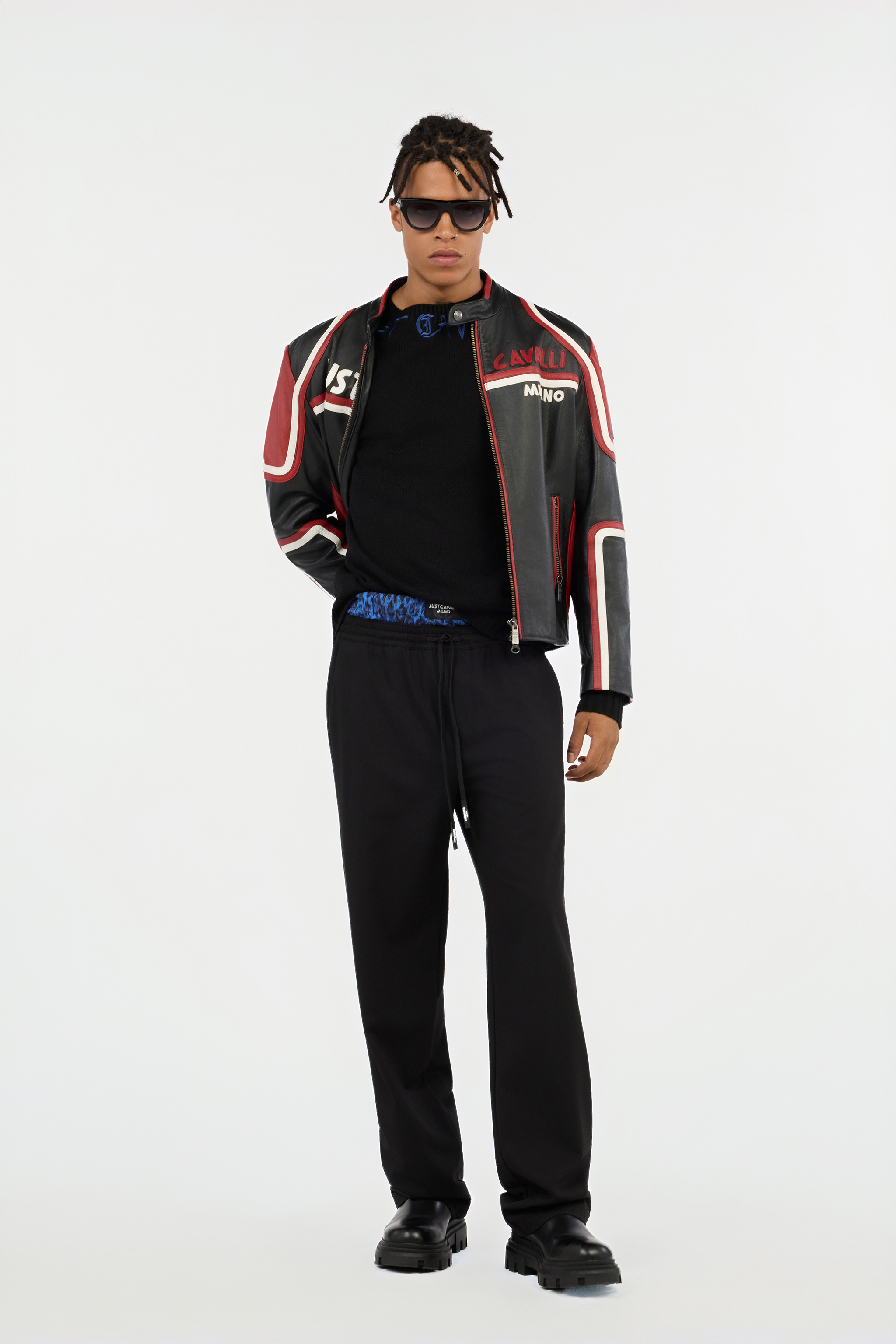 Black Trousers With Printed Waistband