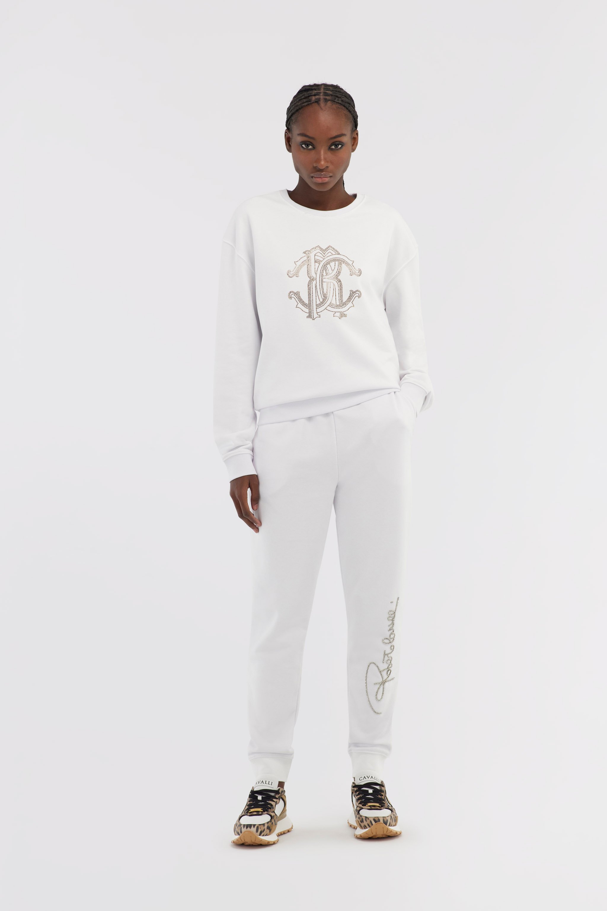 Roberto Cavalli Sporty Pants With Signature In White