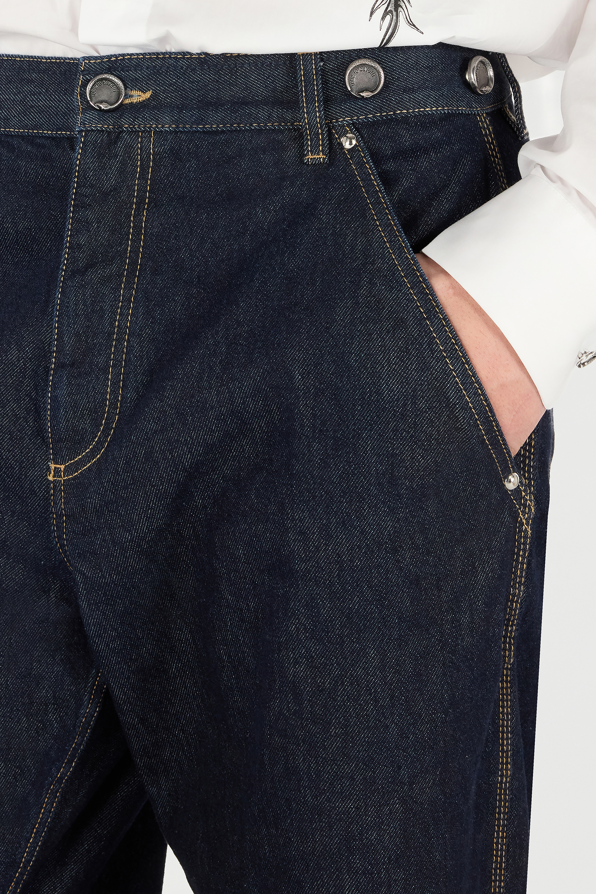 Roberto Cavalli Wide-leg Jeans With Rc Monogram In Blue