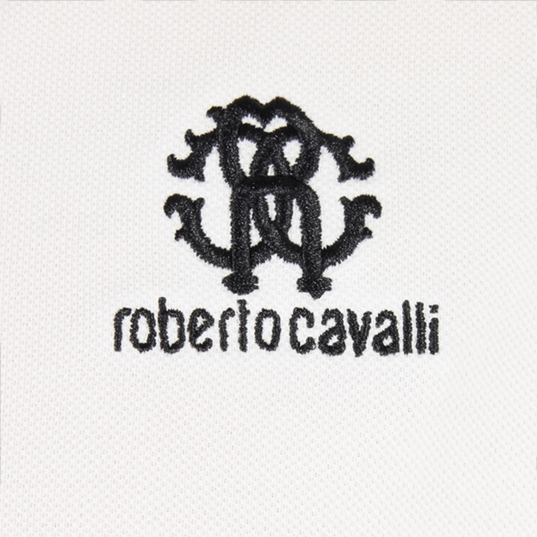 Roberto Cavalli Polo Shirt With Monogram Rc And Logo In White