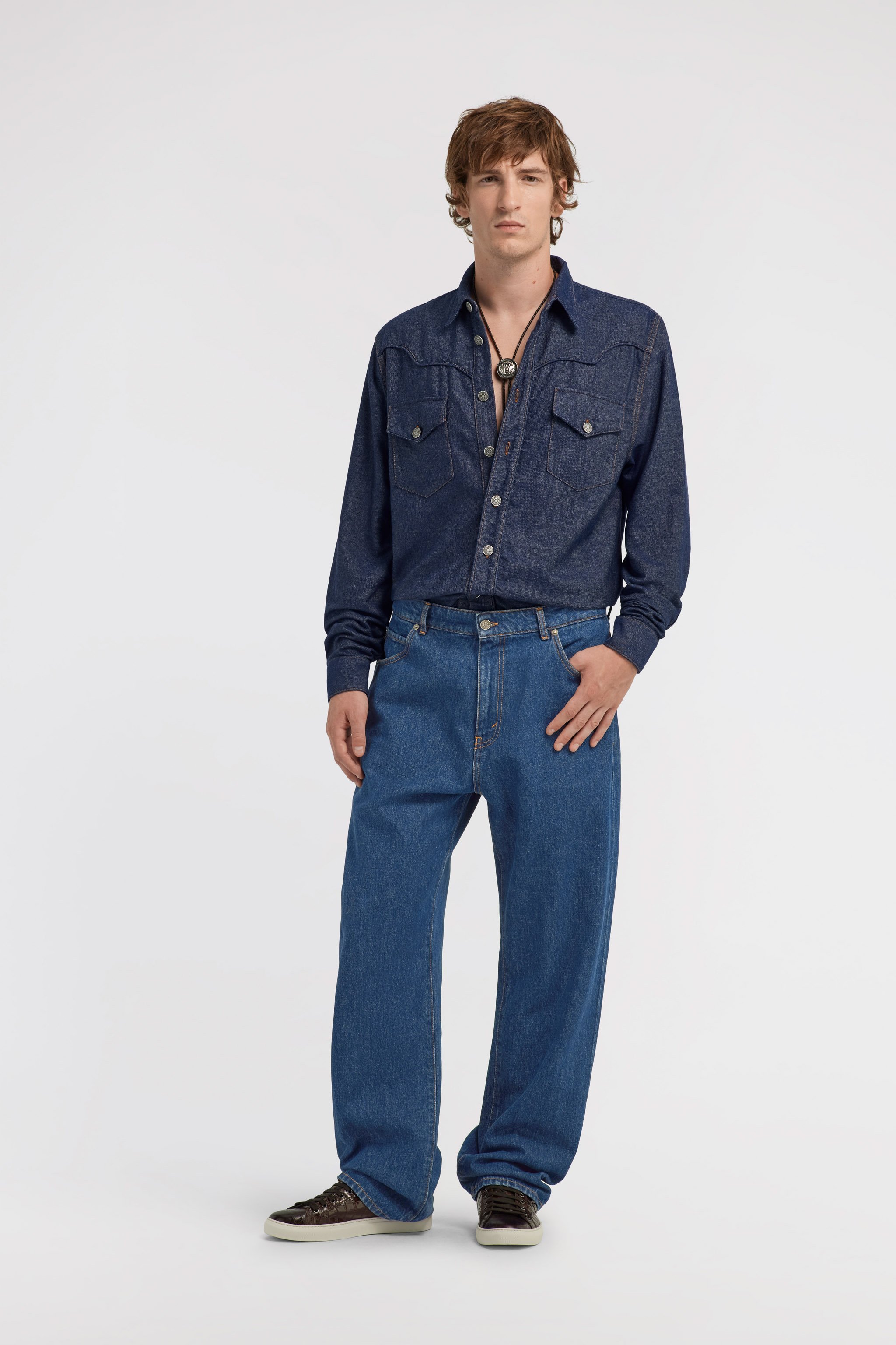 Roberto Cavalli Pocket Jeans Shirt In Blue