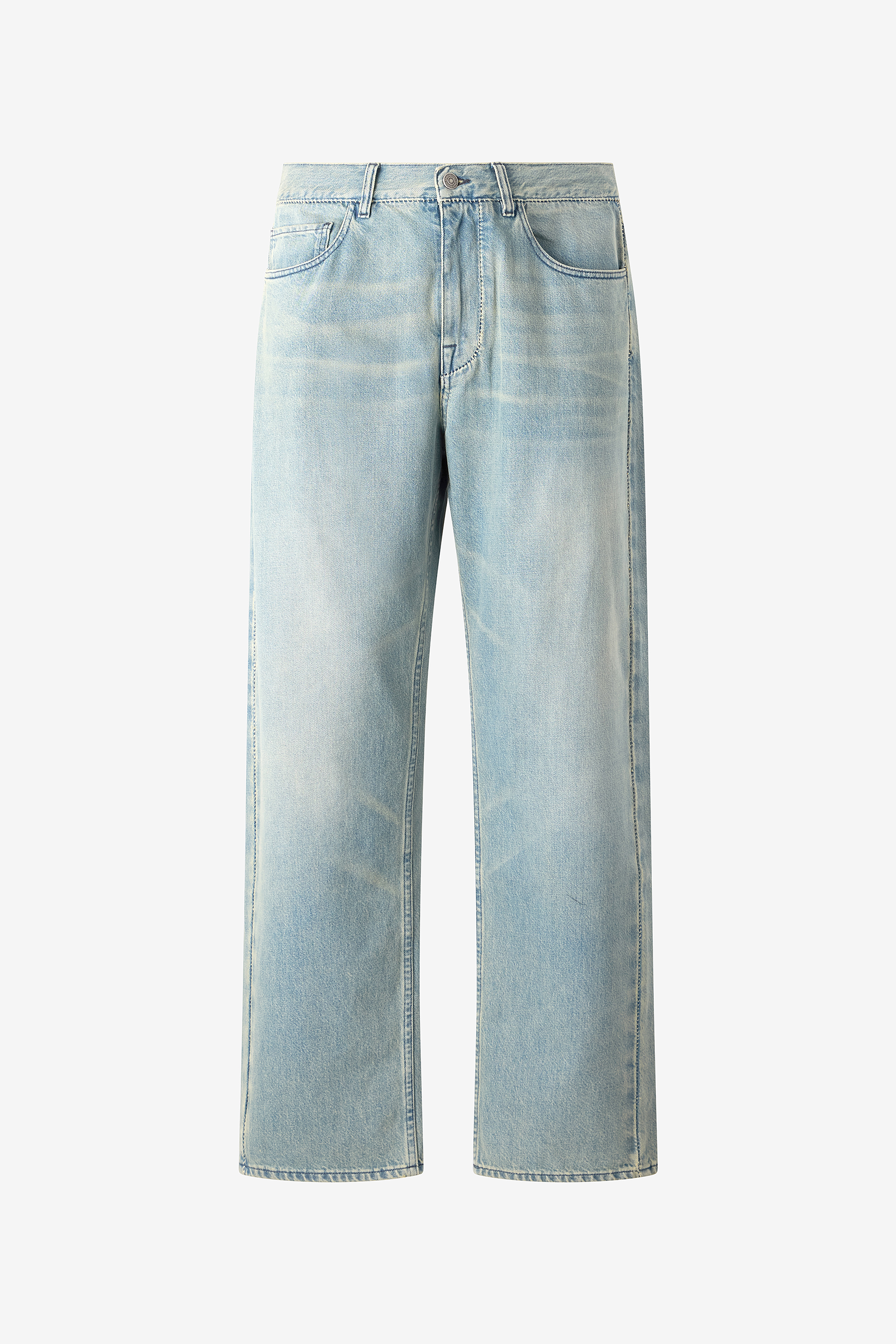 Roberto Cavalli Men's Light/Blue Sandblasted-Effect Jeans - Ready To Wear