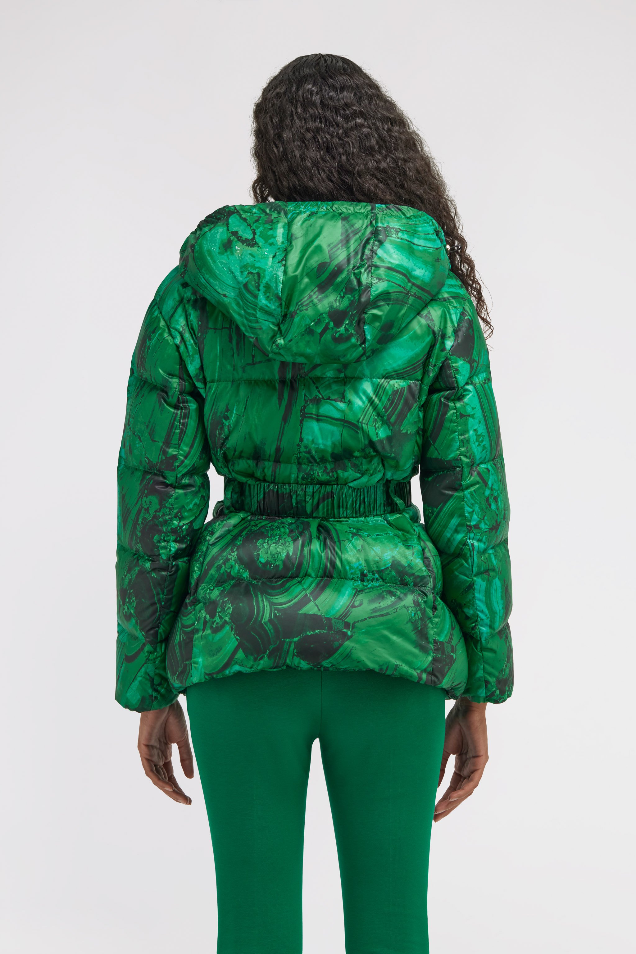 ROBERTO CAVALLI DAUNENJACKE MIT MALACHITE-PRINT