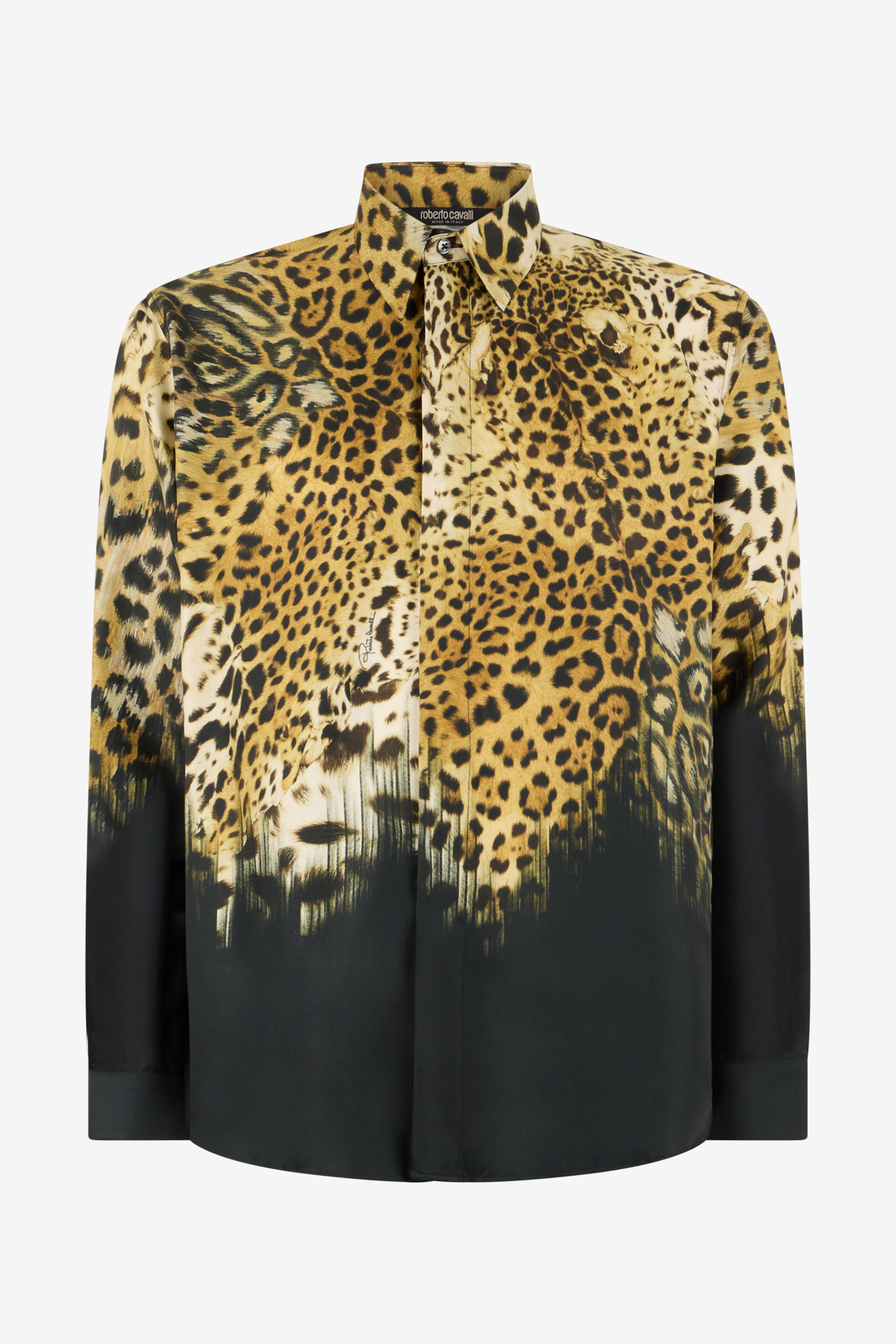 Roberto Cavalli Men's Light/Brown Jaguar Skin Print Shirt - Shirts
