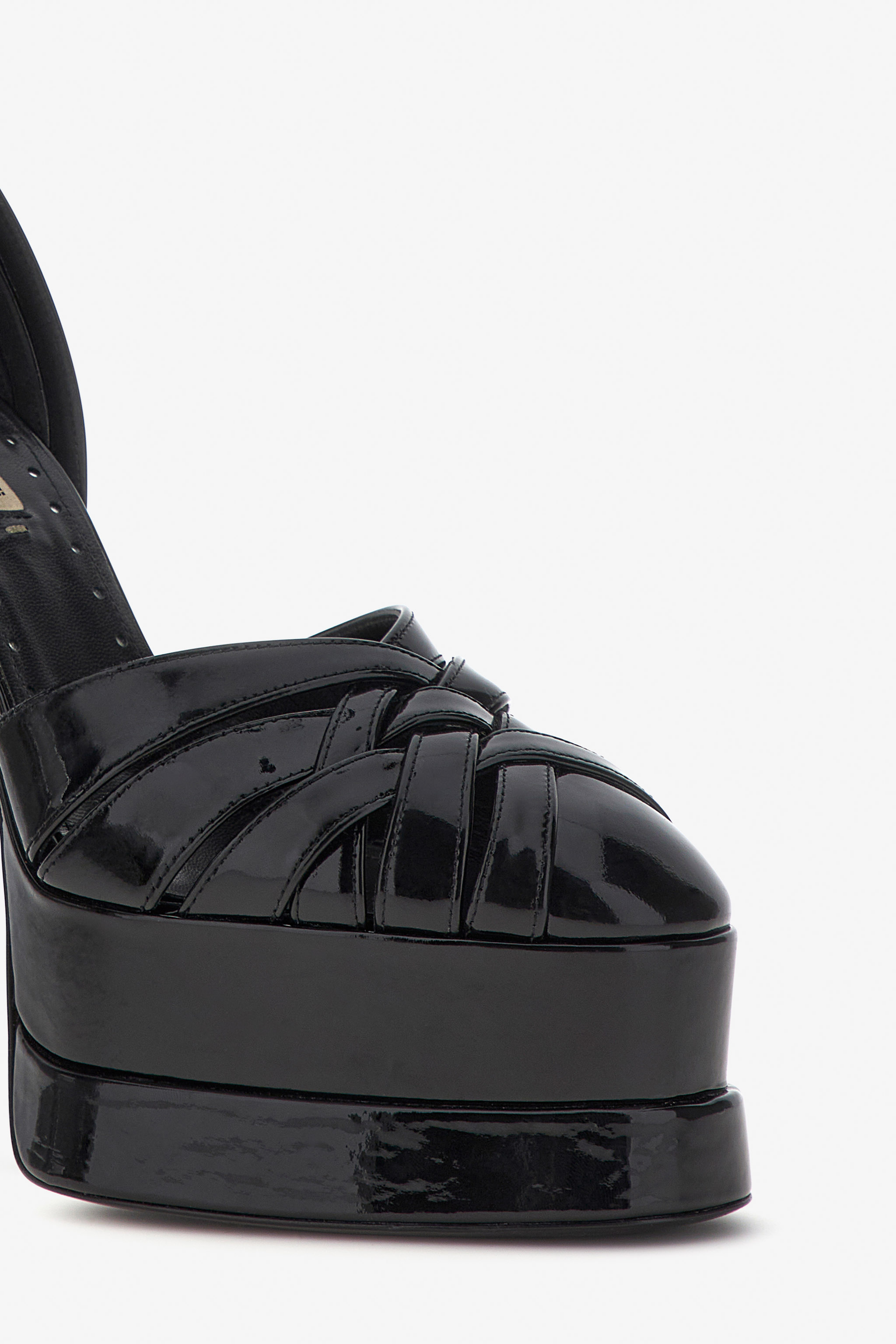 Platform sandals with woven upper