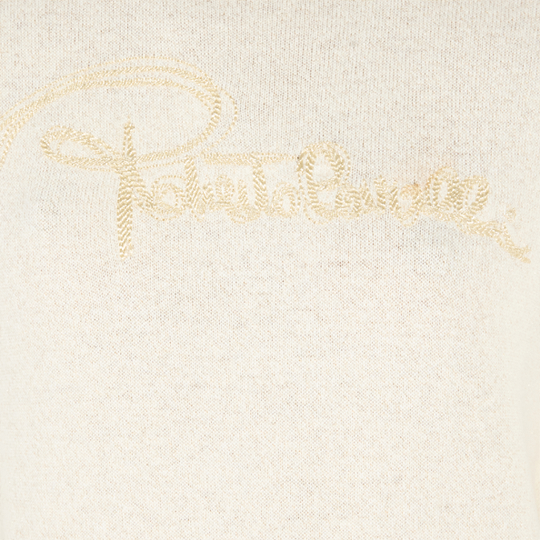 Roberto Cavalli Sweater With Embroidered Logo In Bianco 110602