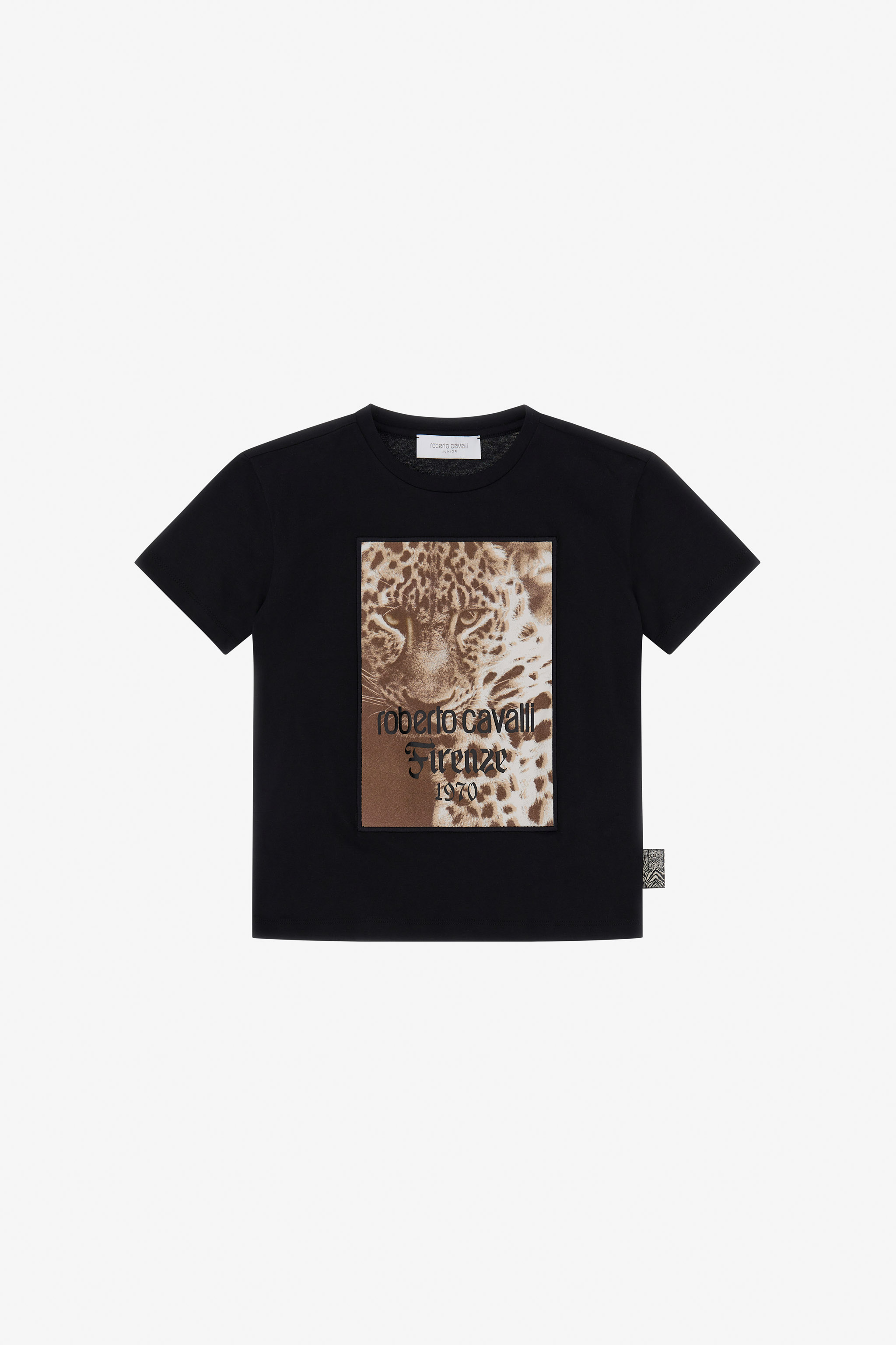 Roberto Cavalli Boys Black T-Shirt With Jaguar And Lettering - Ready To Wear