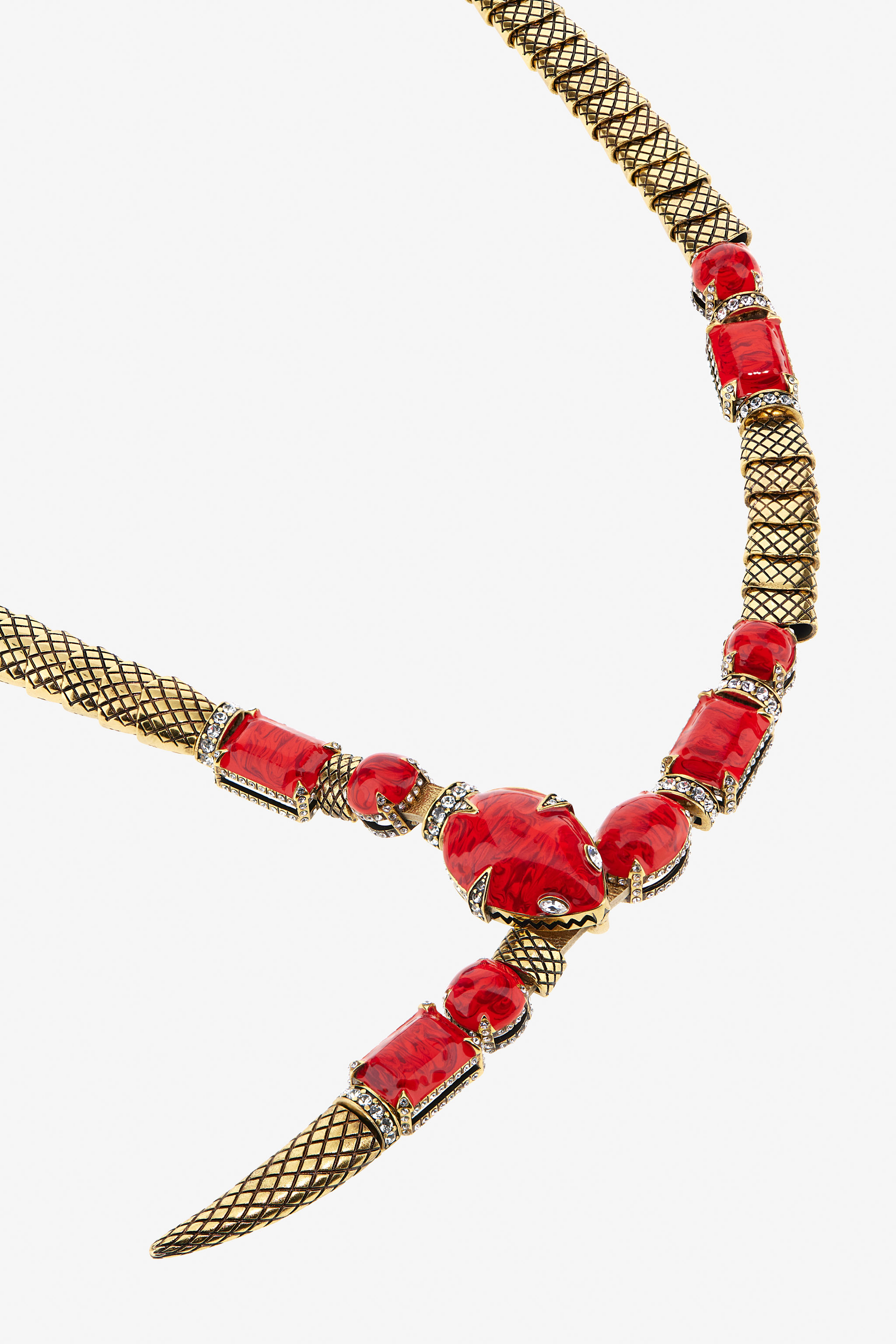 Roberto Cavalli Rigid Necklace With Snake And Decoration In Red