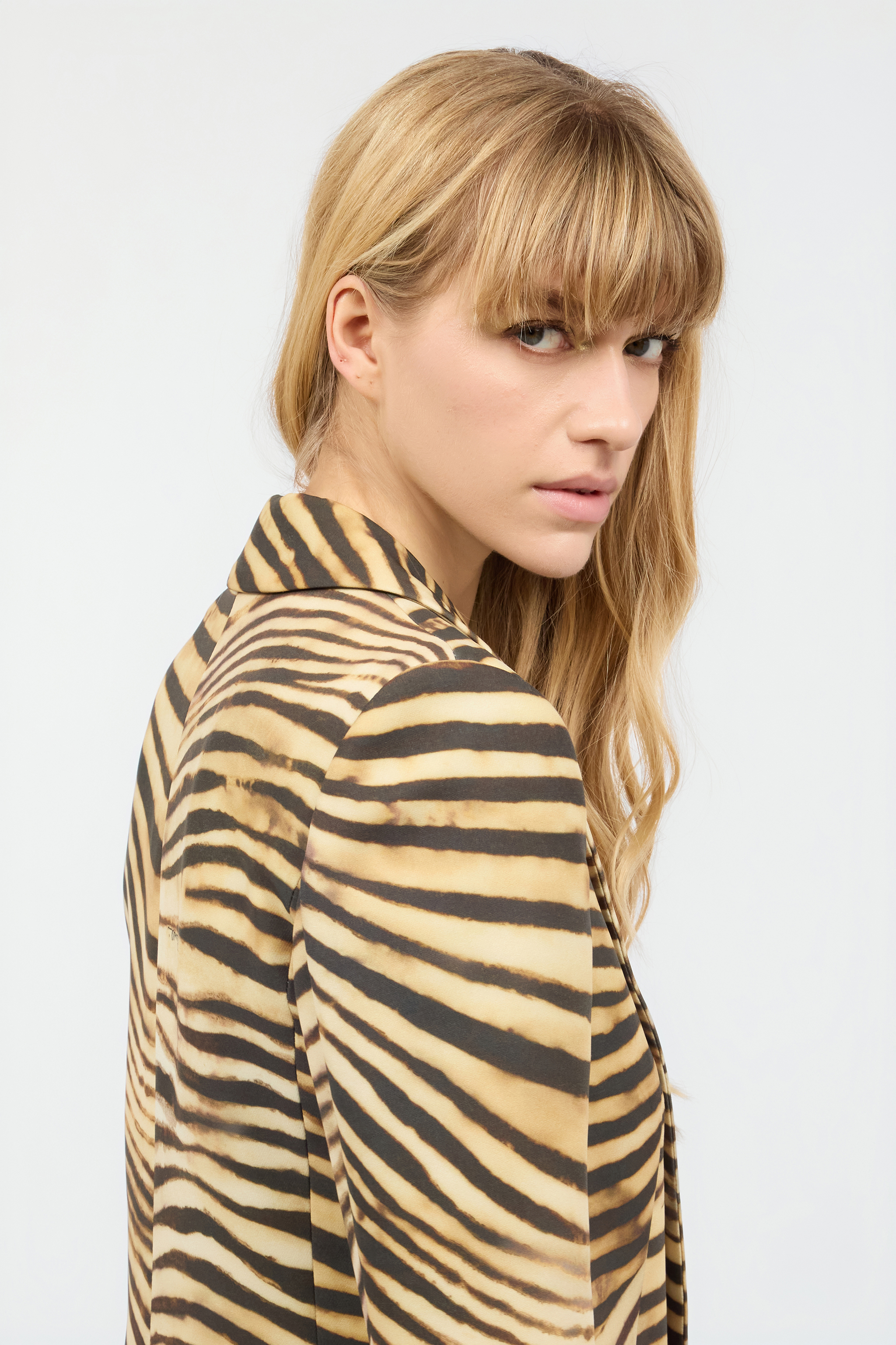 Roberto Cavalli Tiger Skin Print Jacket In Light Brown