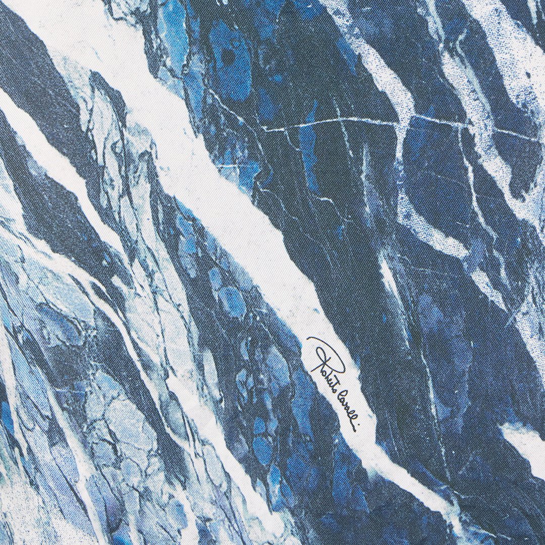 Shop Roberto Cavalli Minikleid Aus Seide Mit Print Marble In Dark Blue