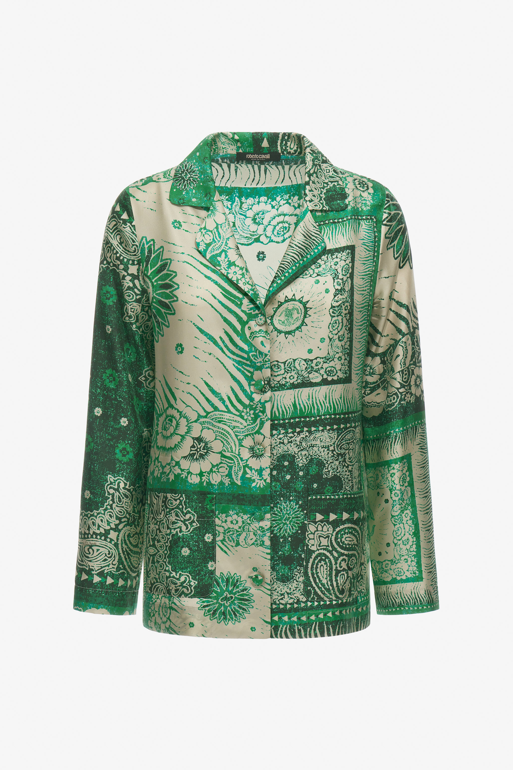 ROBERTO CAVALLI 売れ筋商品|||ロベルトカヴァリ Tシャツ トップス レディース Bodysuits Green ROBERTO CAVALLI RAINBOW LEOPARD PRINT CORSET TOP