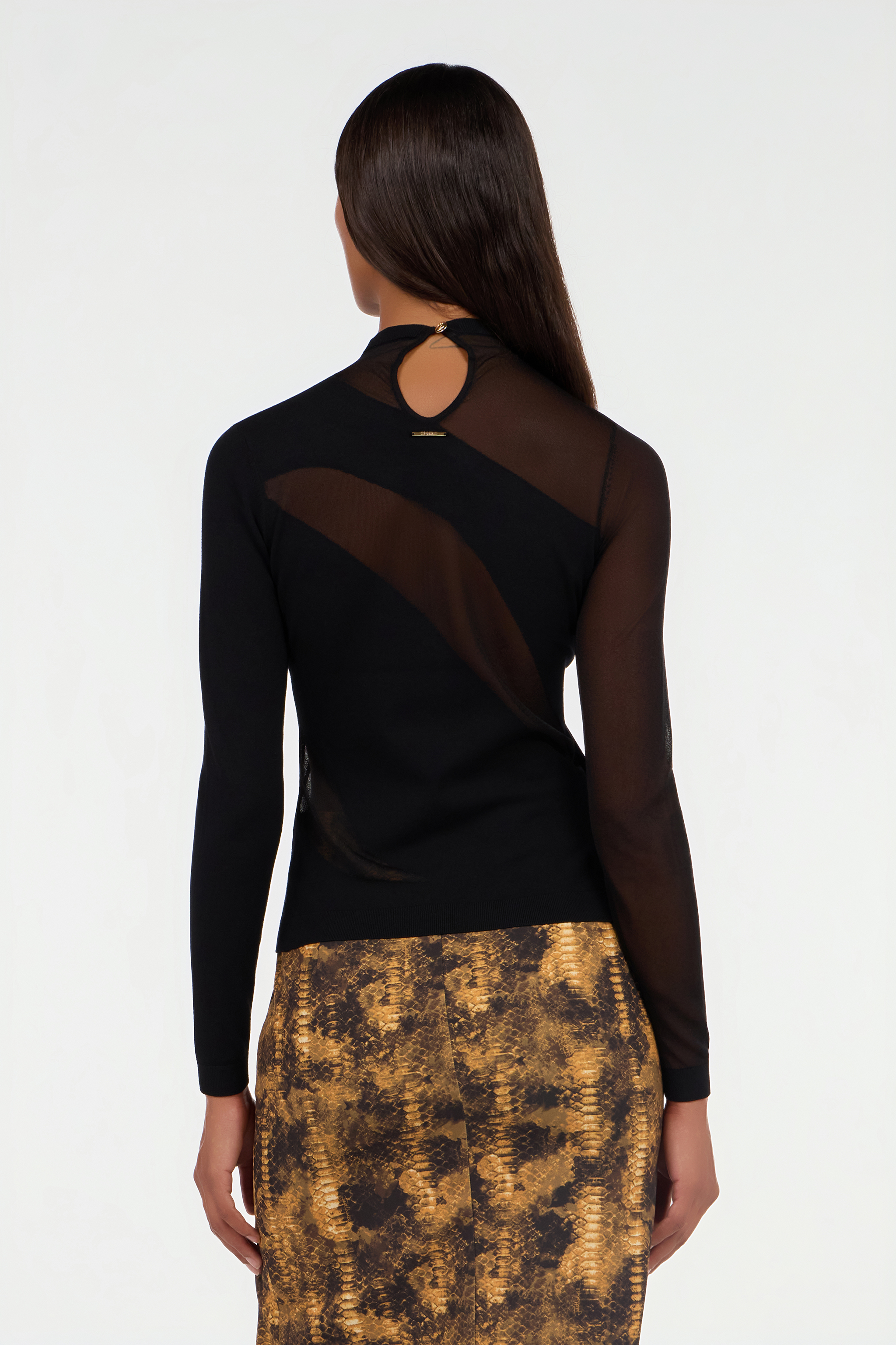 Roberto Cavalli Black Sweater With Two-tone Pattern In Black