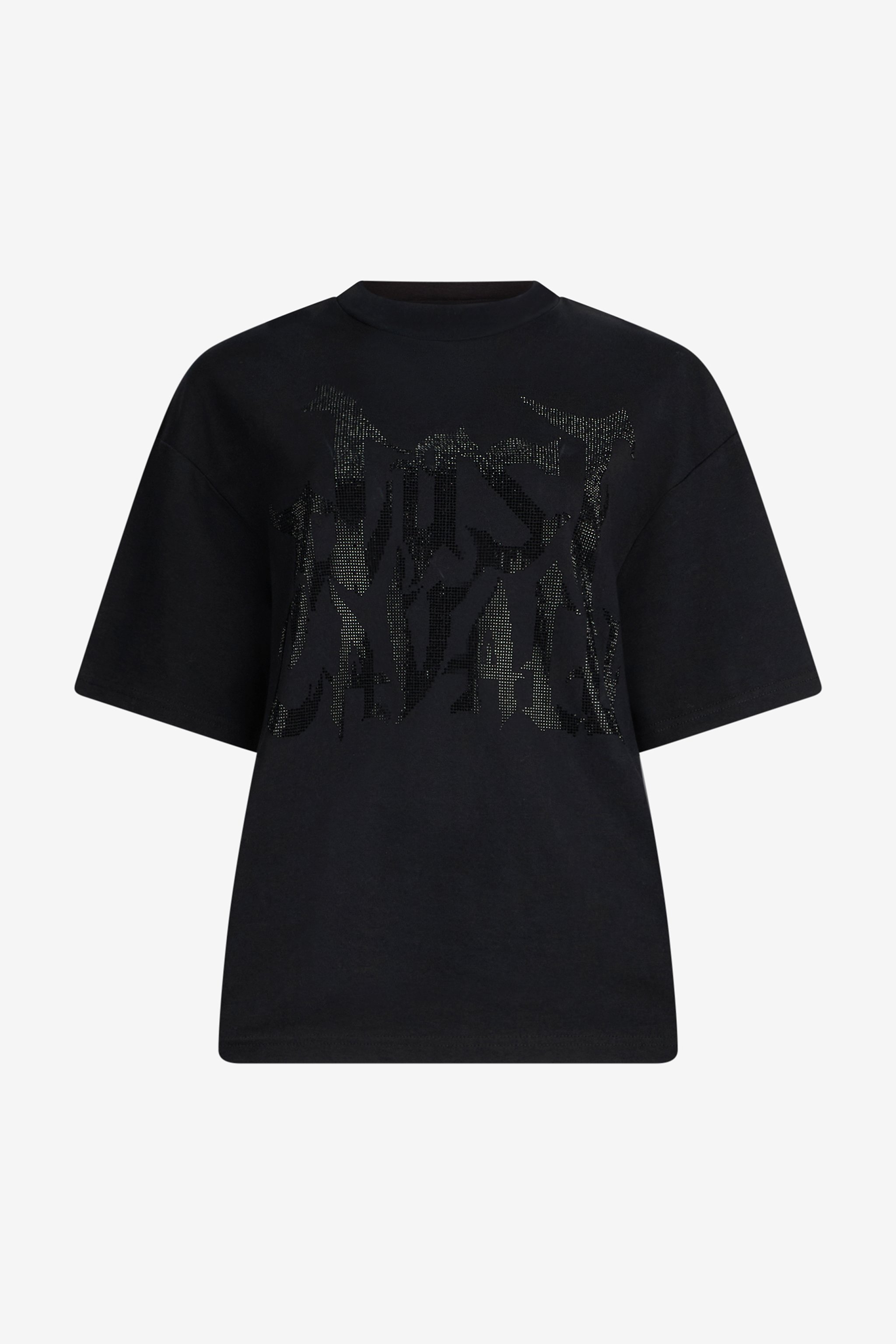 Roberto Cavalli Just Cavalli Black T-shirt With Rhinestone Logo In Black