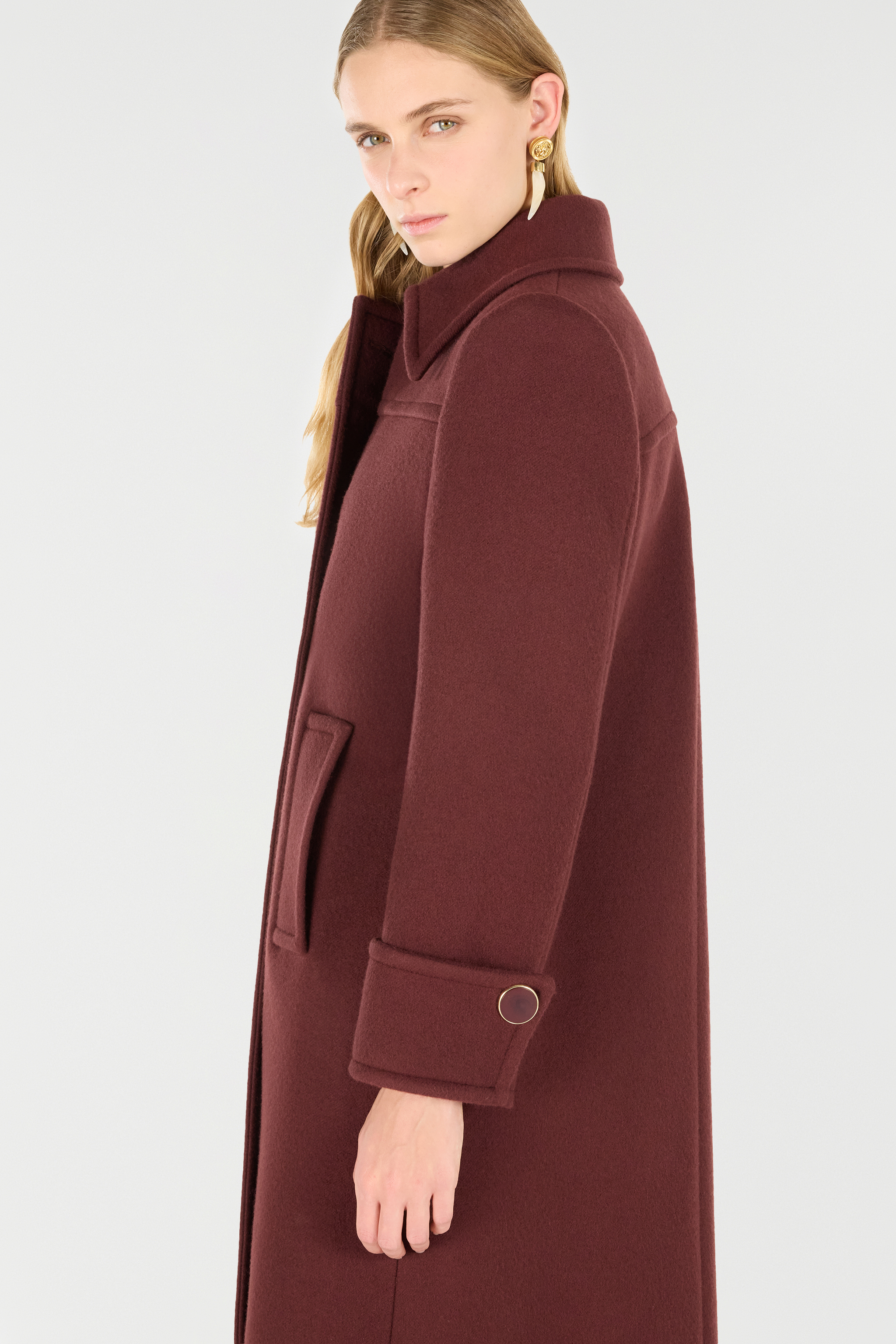 Roberto Cavalli Double-breasted Wool Coat In Purple