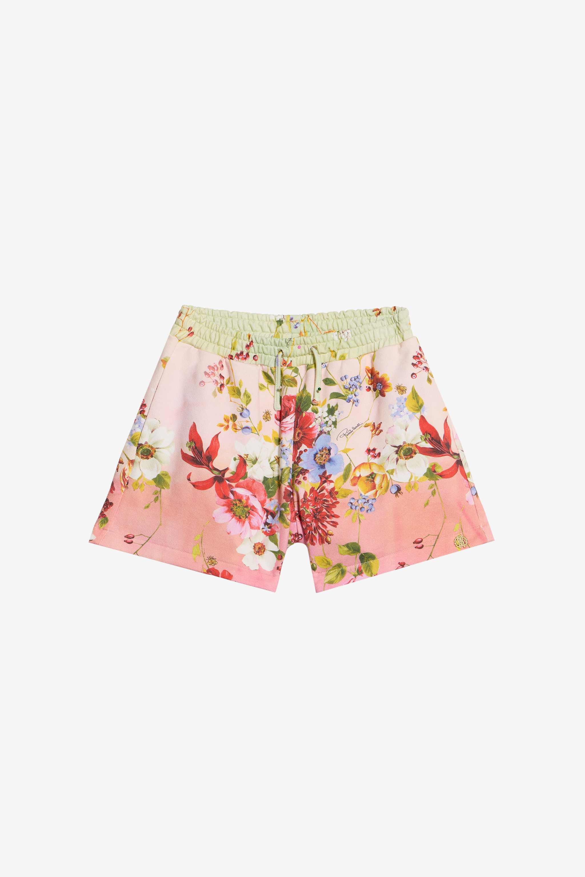 Roberto Cavalli Girls Green Miami Flowers Print Shorts - Ready To Wear /Fuxia