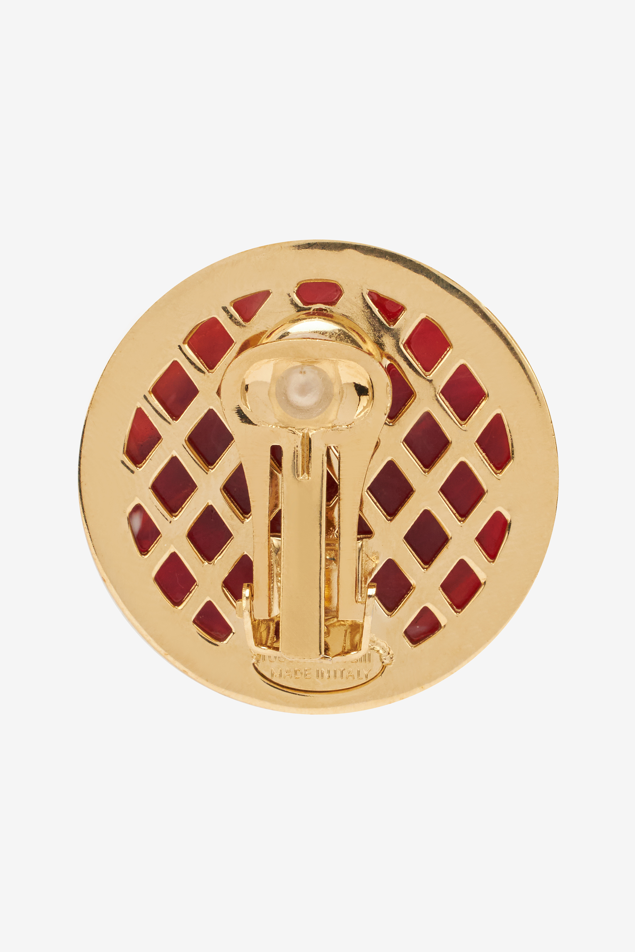 Roberto Cavalli Mirror Snake Monogram Clip-on Earrings In Red