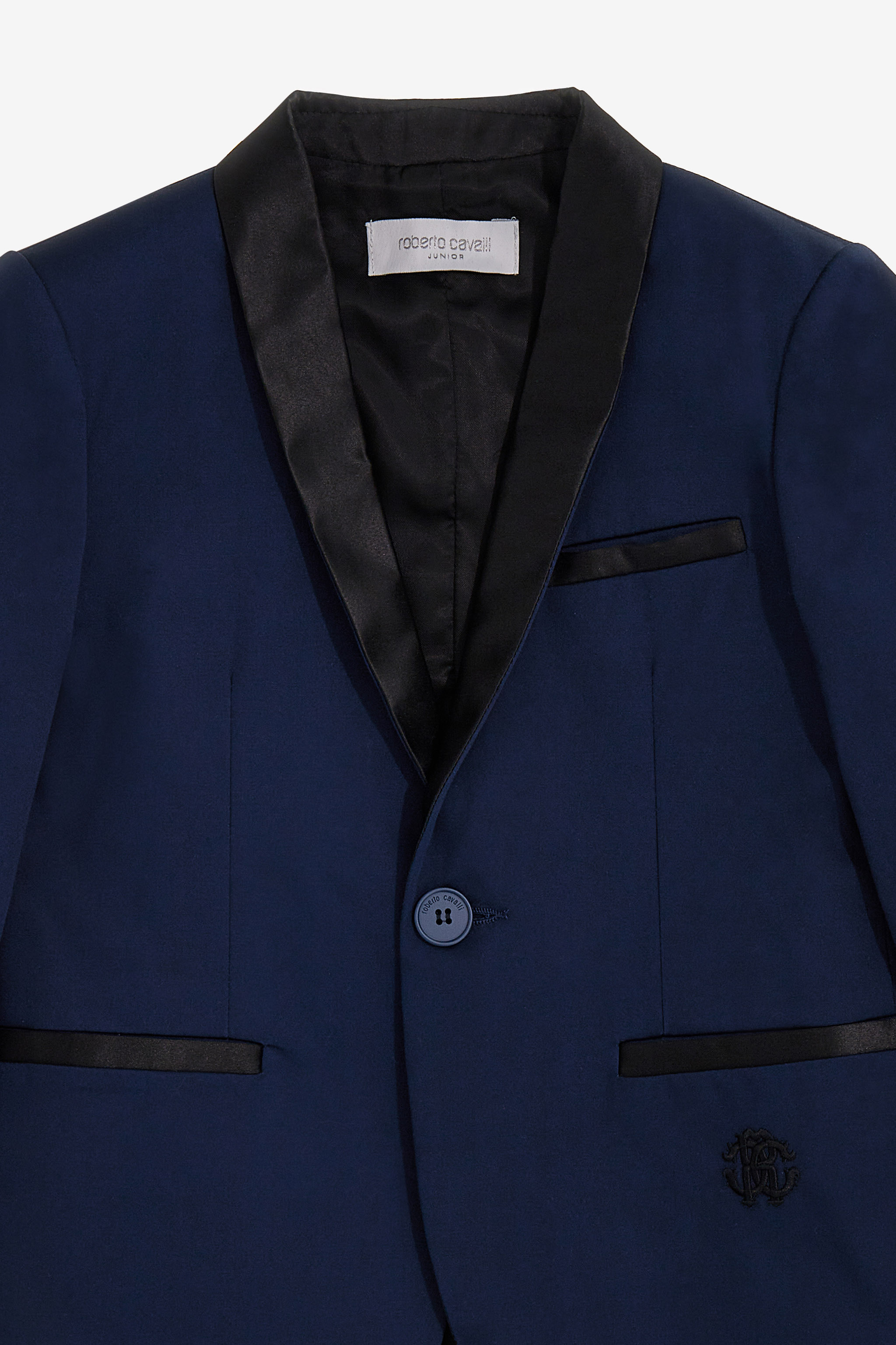 Roberto Cavalli Jacket With Satin Relief In Dark Blue