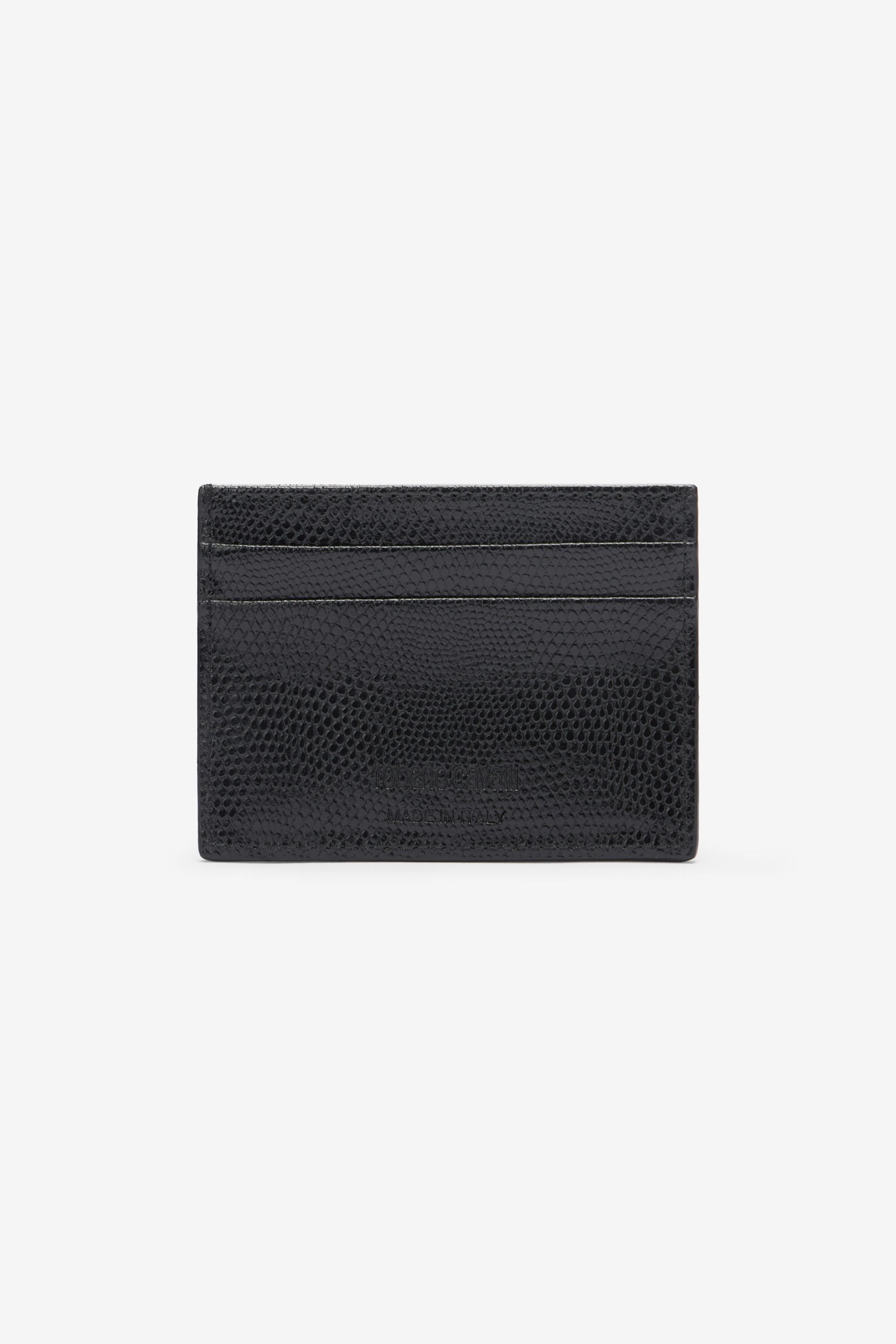 Shop Roberto Cavalli Woman Leather Card Case In Black