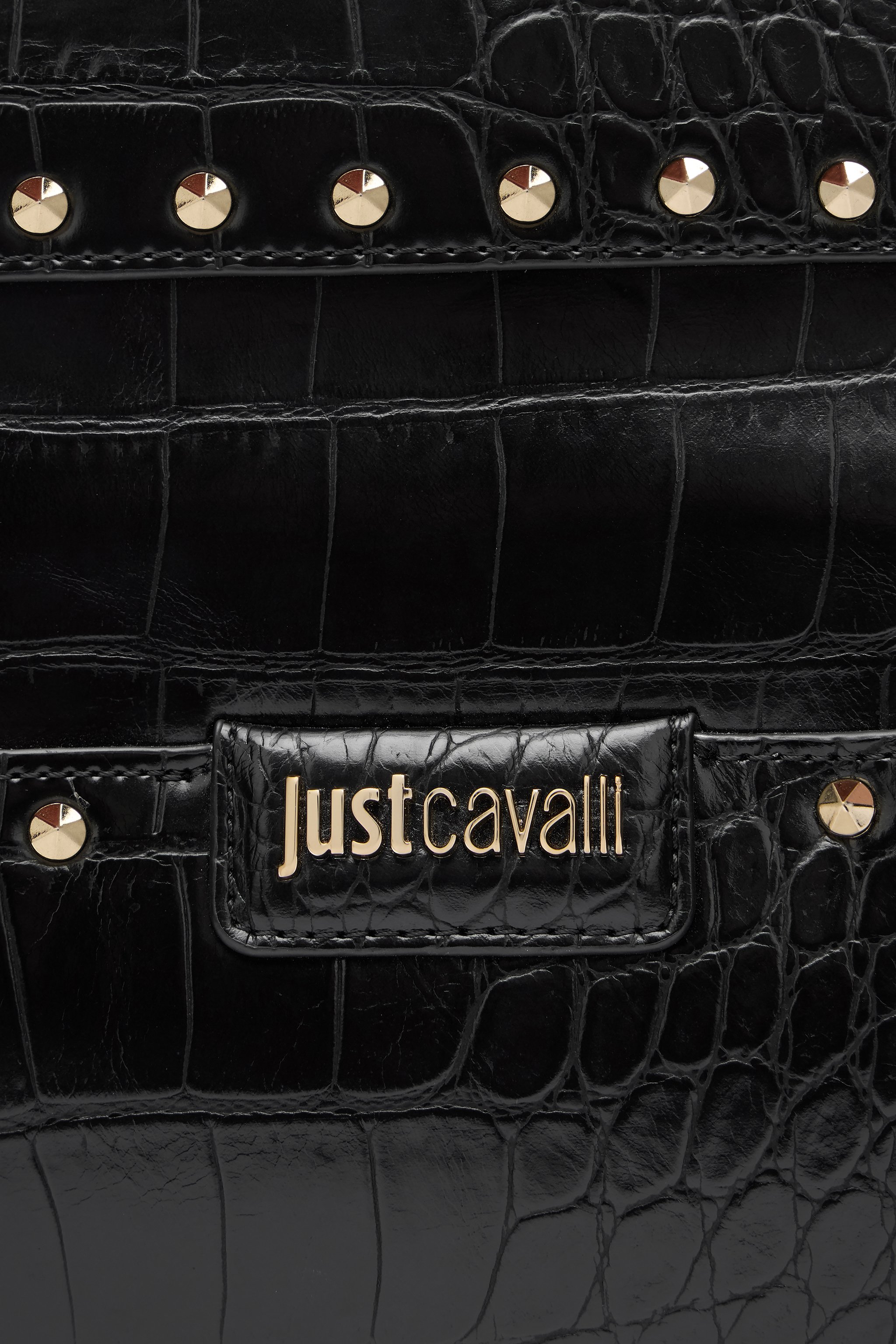 Roberto Cavalli Just Cavalli Studded Croc Print Tote Bag In Black