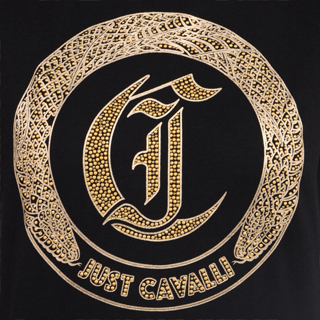 Roberto Cavalli Black T-shirt In Multi