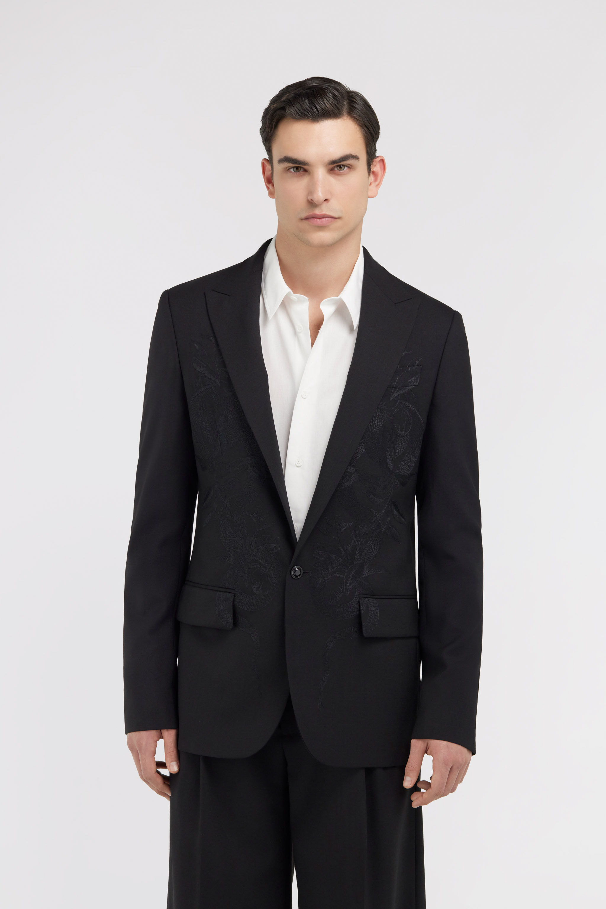 Roberto Cavalli Satin-lapel Single-button Blazer In Black