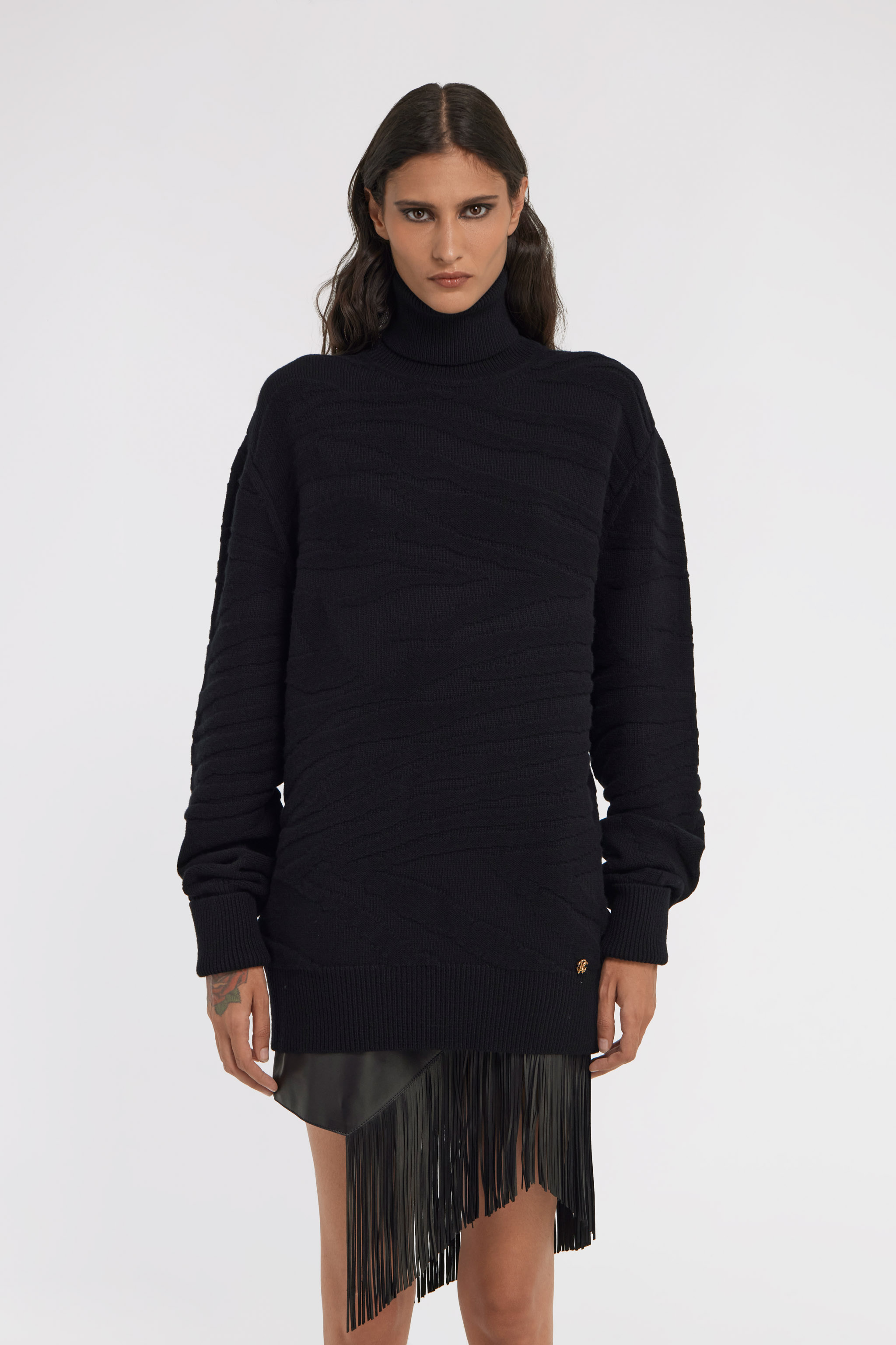 Roberto Cavalli Turtleneck Sweater In Black