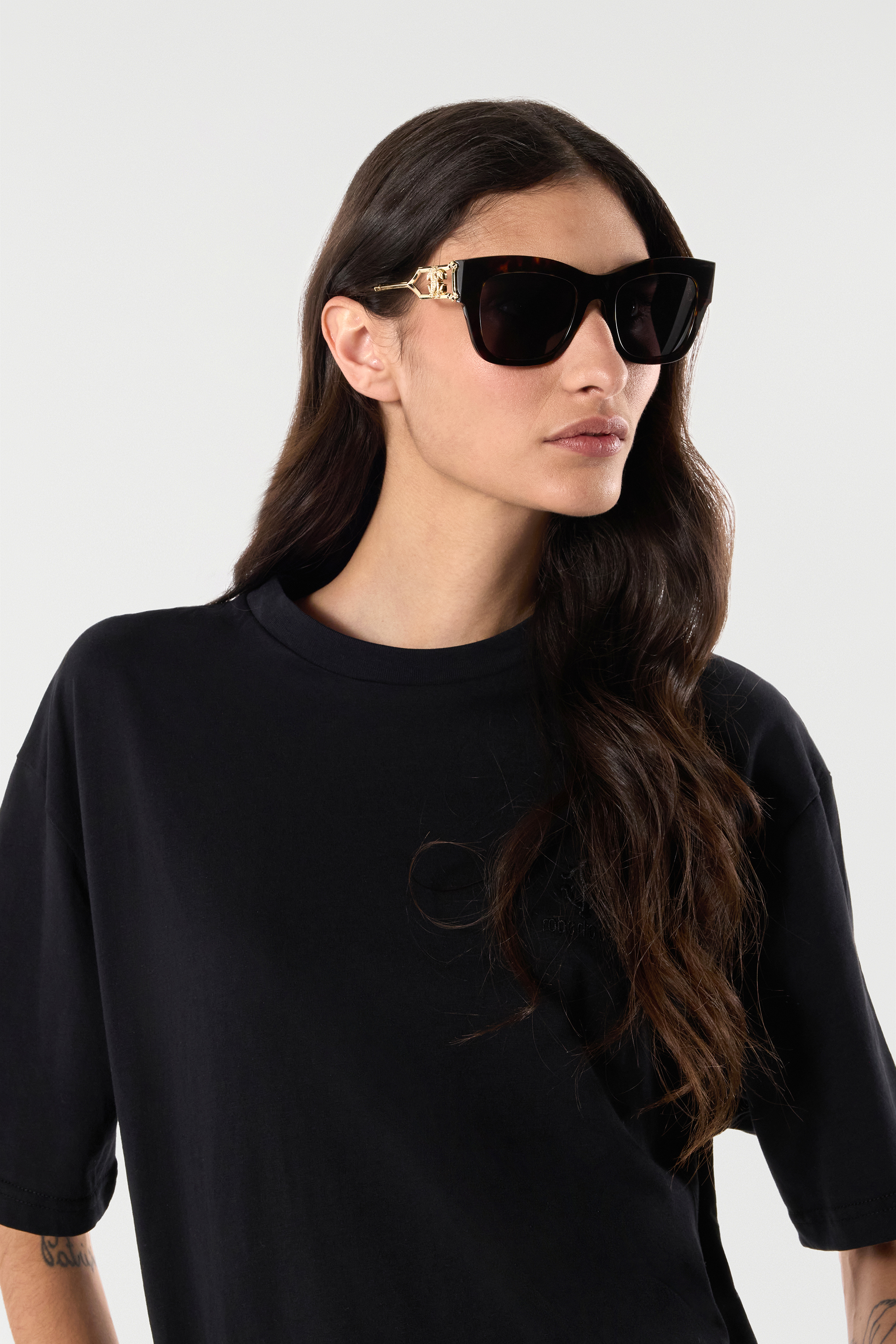 Shop Roberto Cavalli Sonnenbrille Aus Metall Und Acetat In Shiny Dark Havana