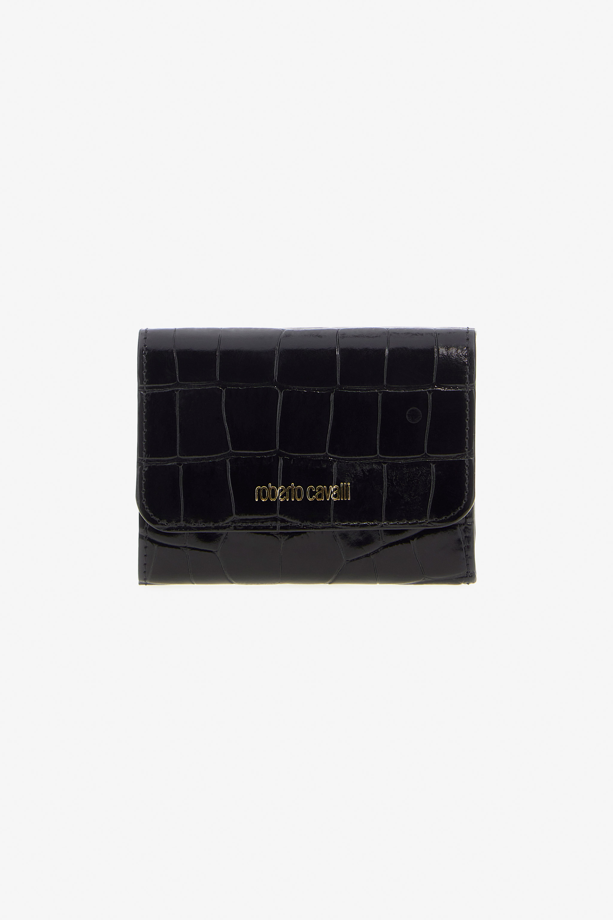 Roberto Cavalli Women's Black Croc-Effect Wallet - Small Leather Goods
