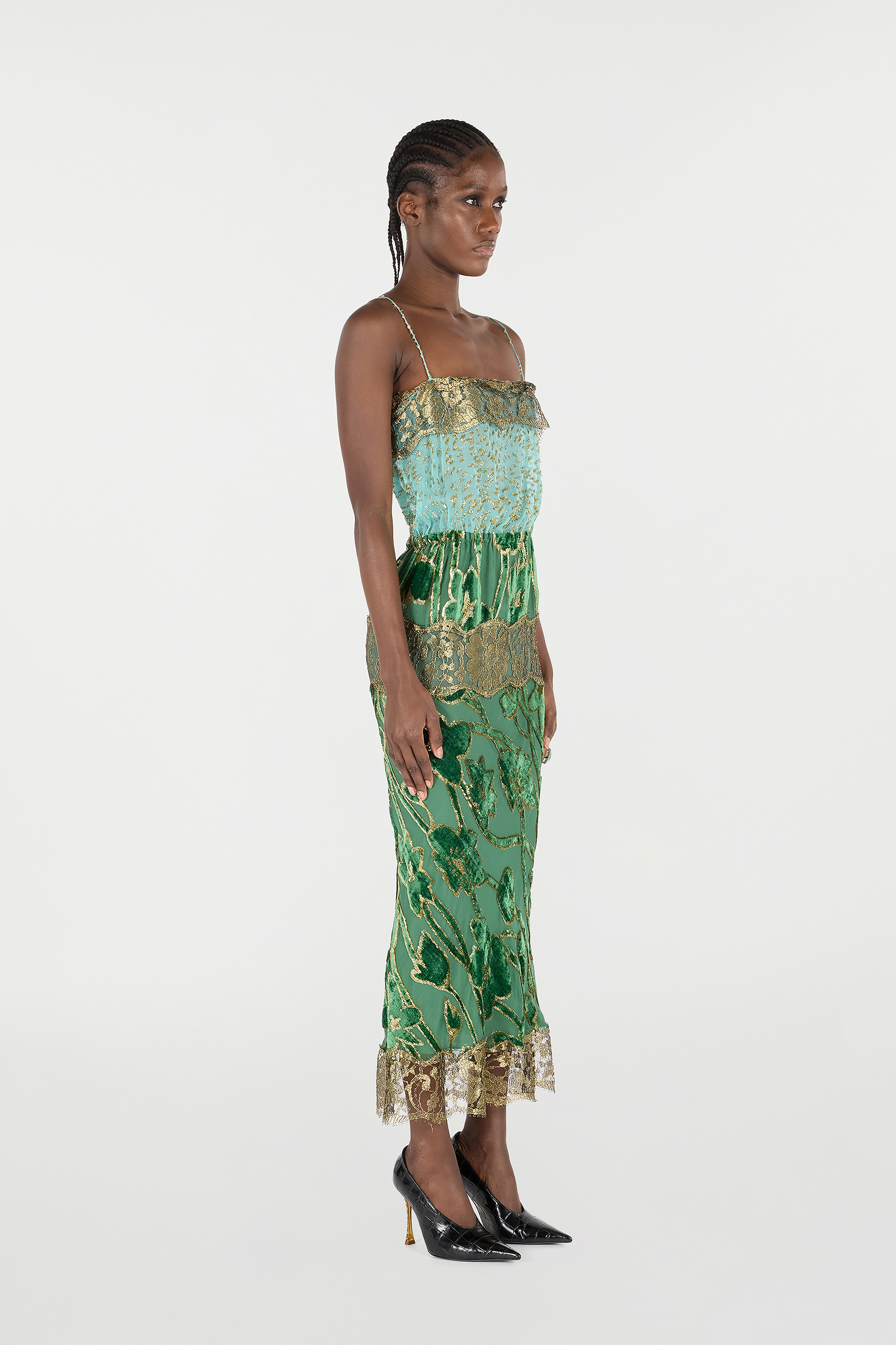 Long Silk Dress With Decorations