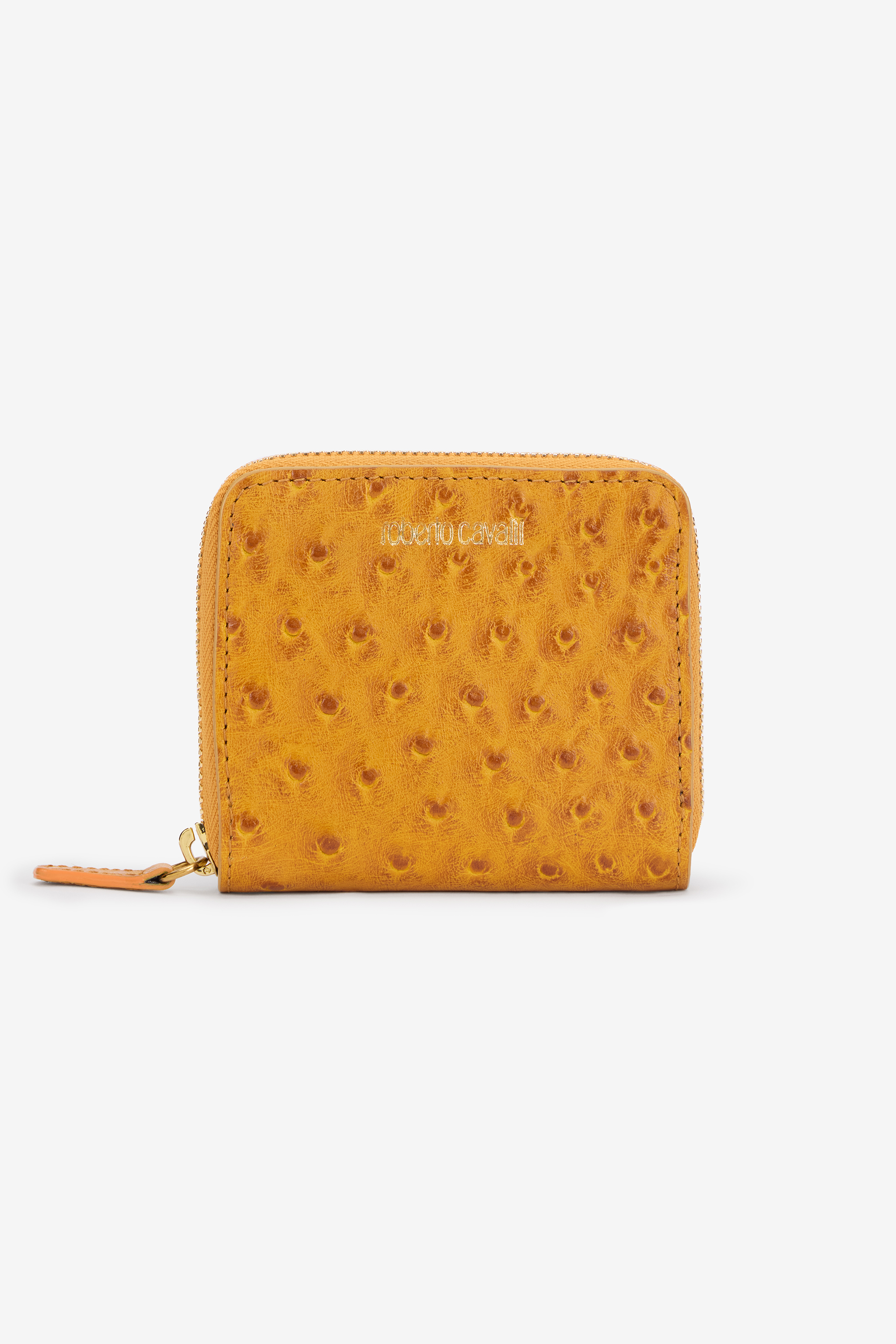 Roberto Cavalli Women's Yellow Small Ostrich-Effect Wallet