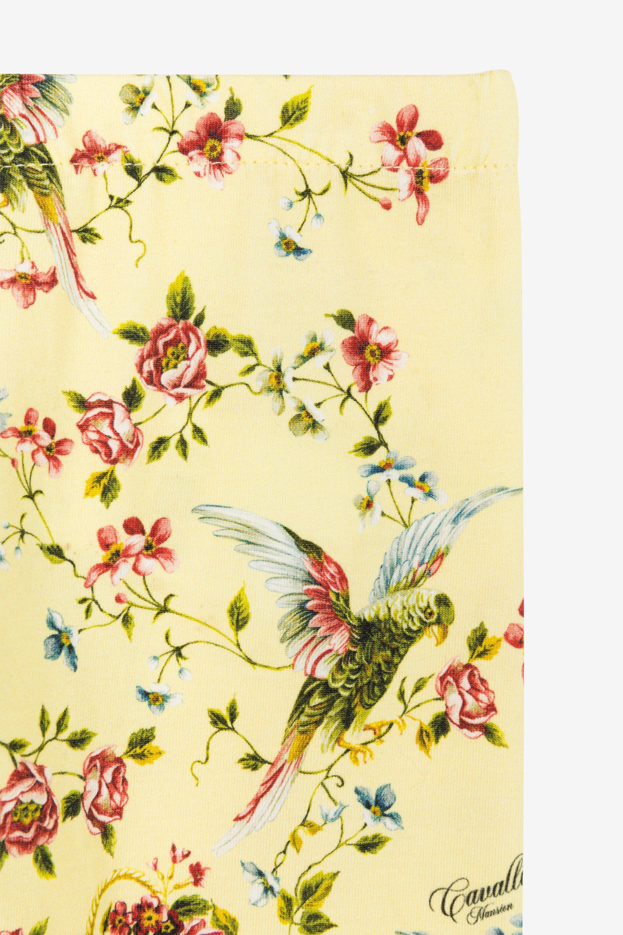 Roberto Cavalli Floral-print Leggings In Yellow