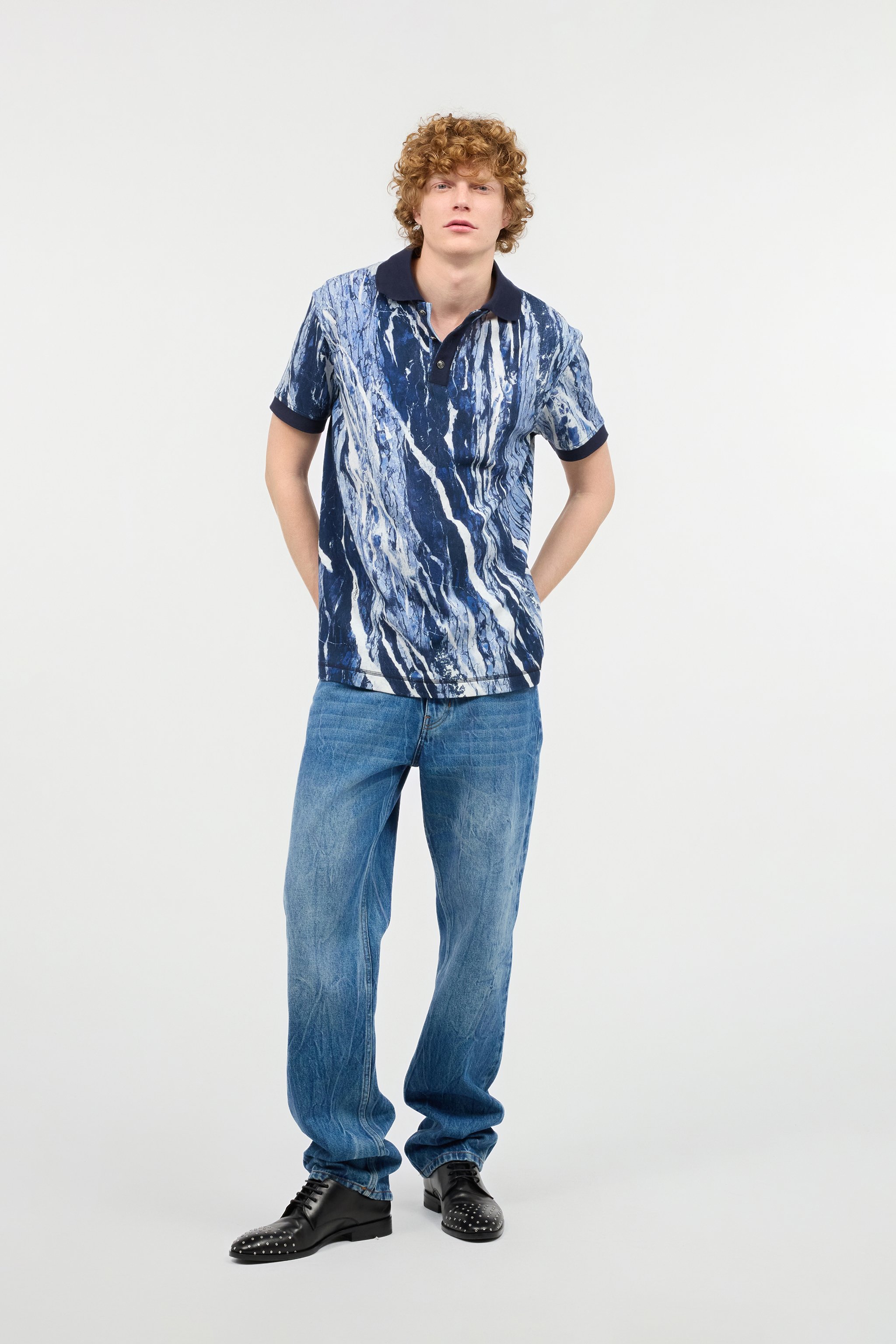 Roberto Cavalli Rubane Print Polo In Blue