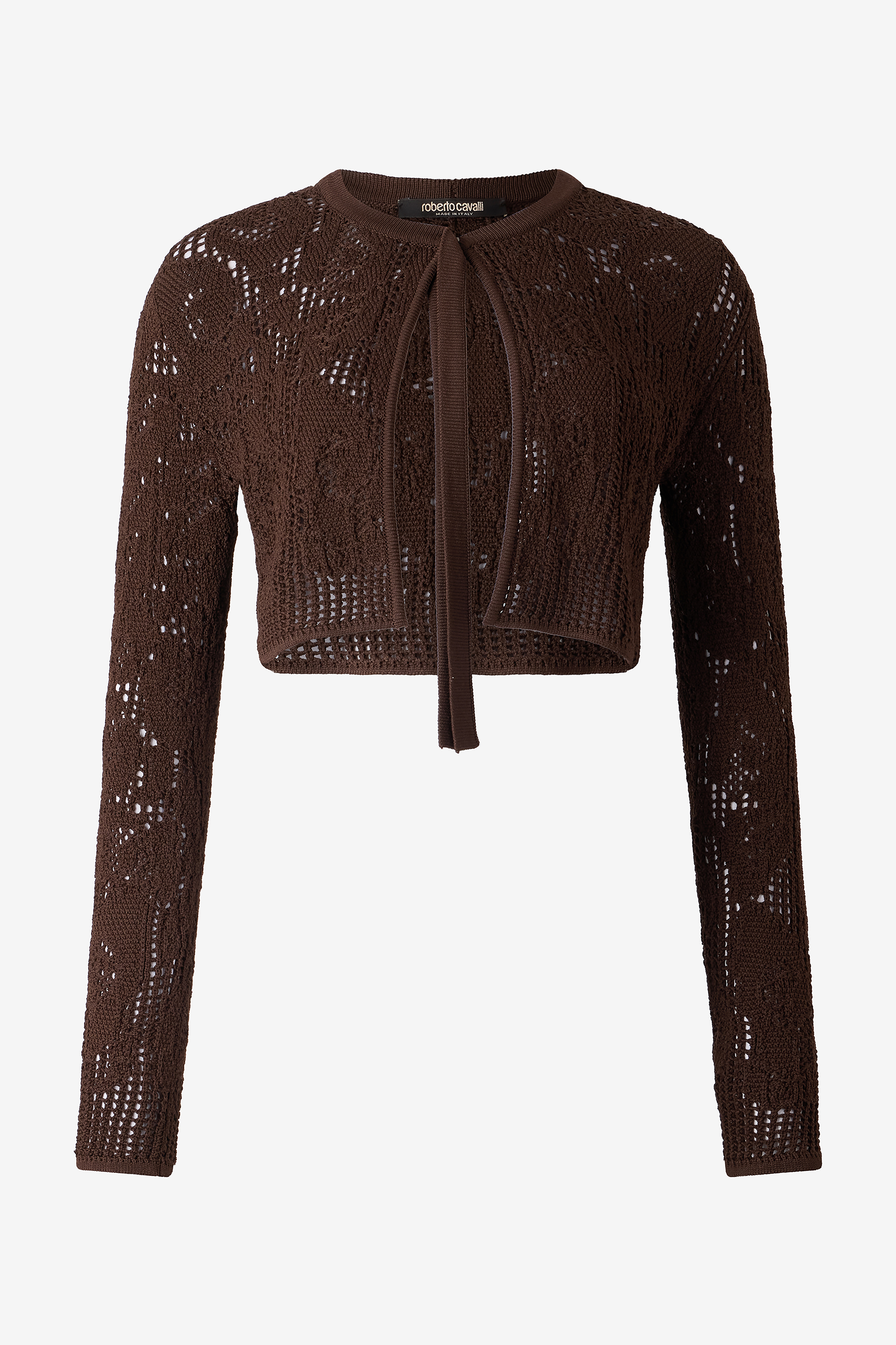 Roberto Cavalli Women's Brown Crochet Effect Crop Top - Ready To Wear