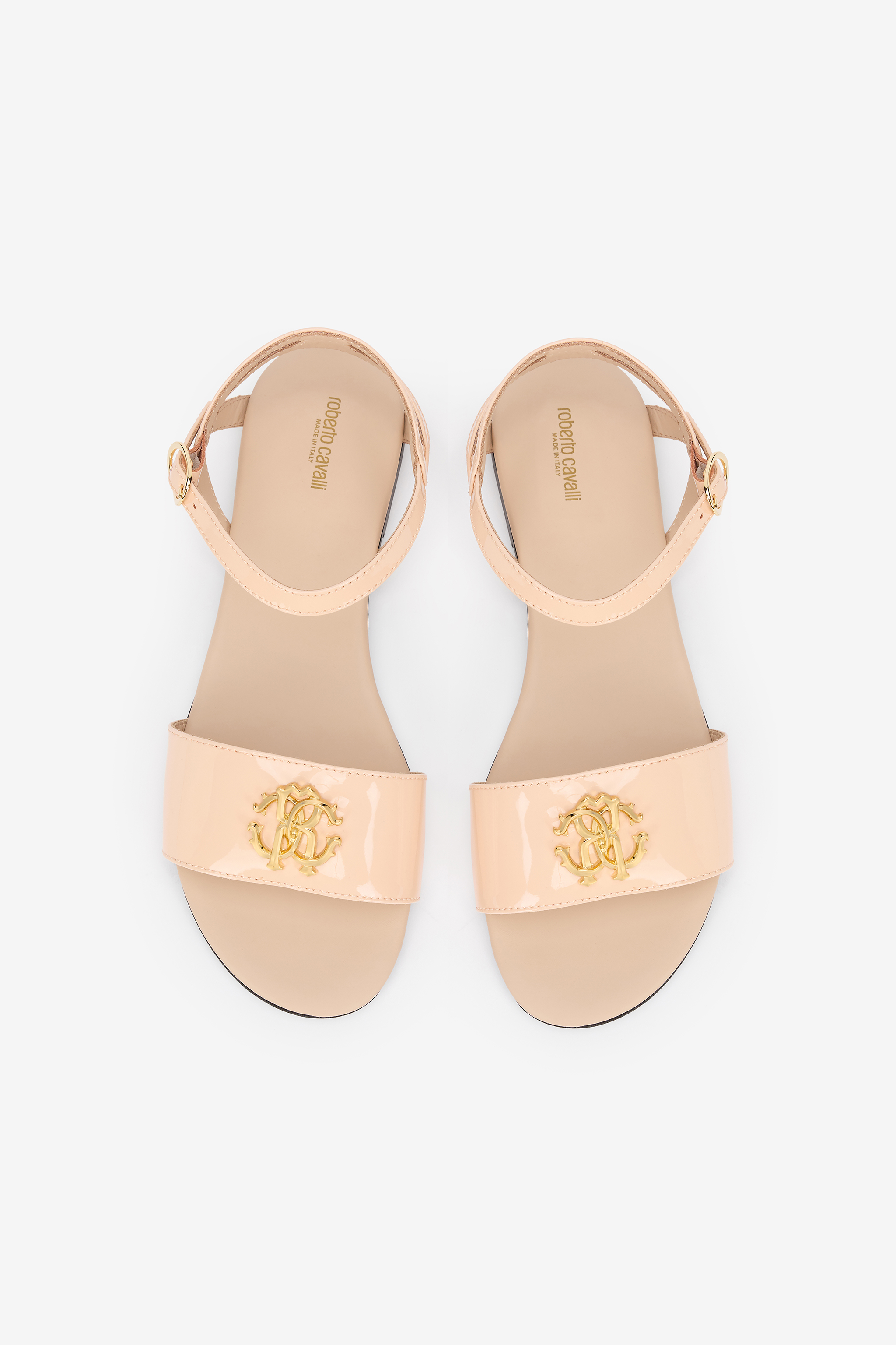 Nude Patent Sandal With RC Monogram