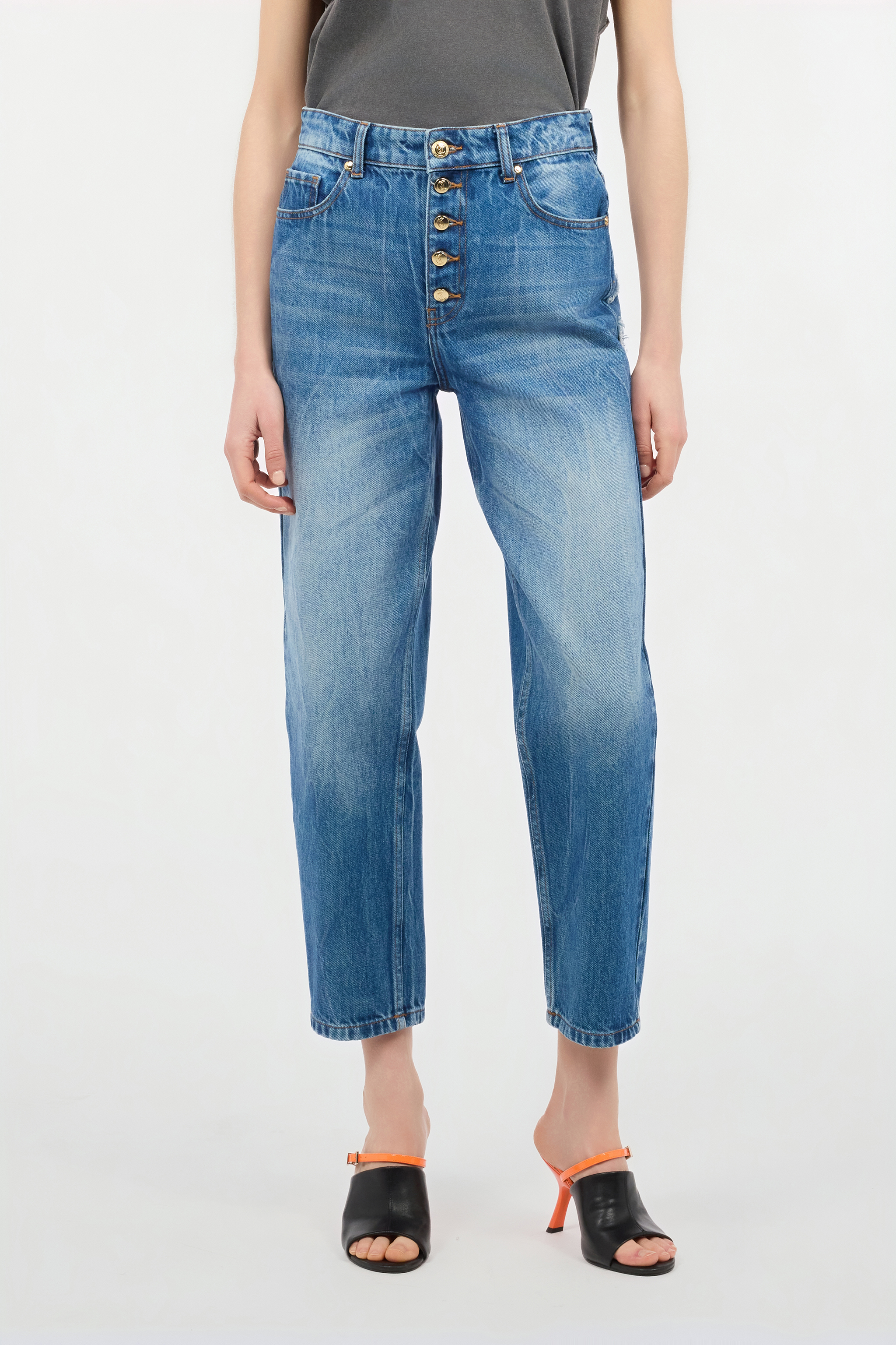 Cropped Jeans With Logo On The Back