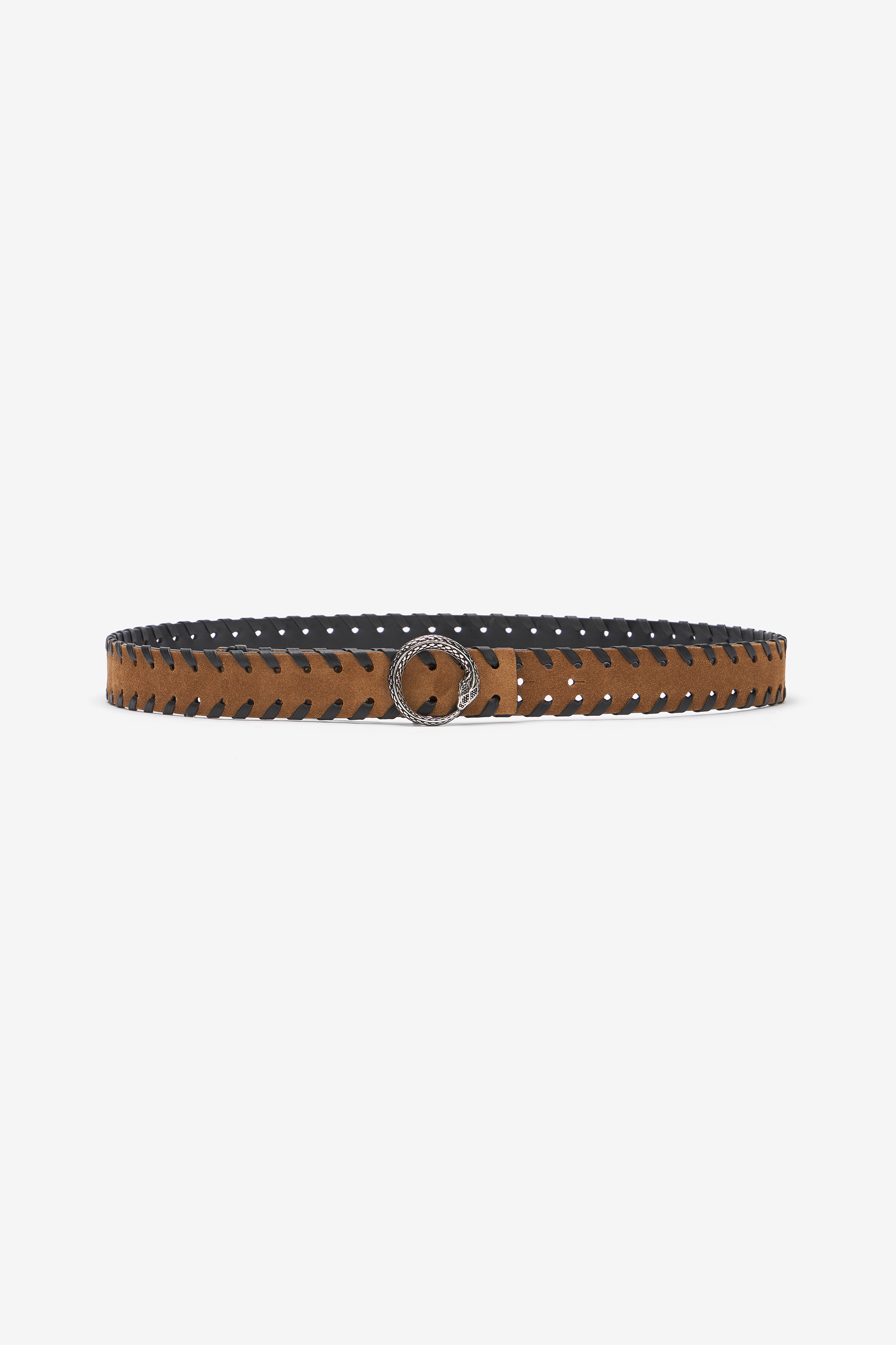 Roberto Cavalli Men's Brown Leather Belt With Snake Buckle - Bags & Accessories