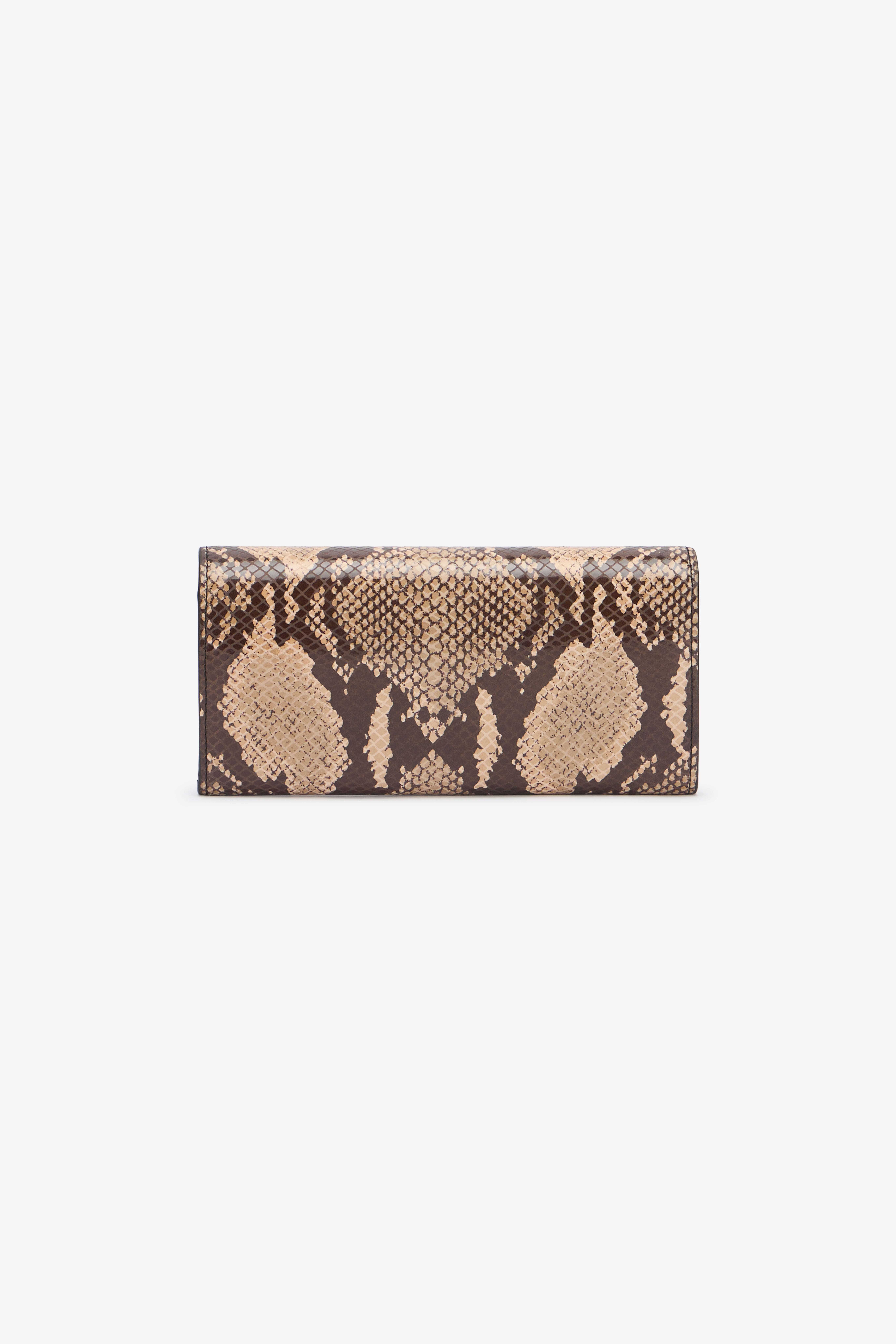 Roberto Cavalli Snake Print Wallet On Chain With Mirror Snake Monogram In Brown