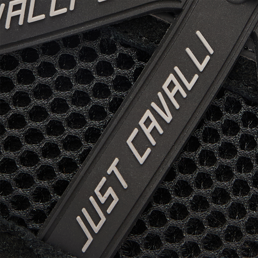 Roberto Cavalli Sneakers With Logo Inserts In Black