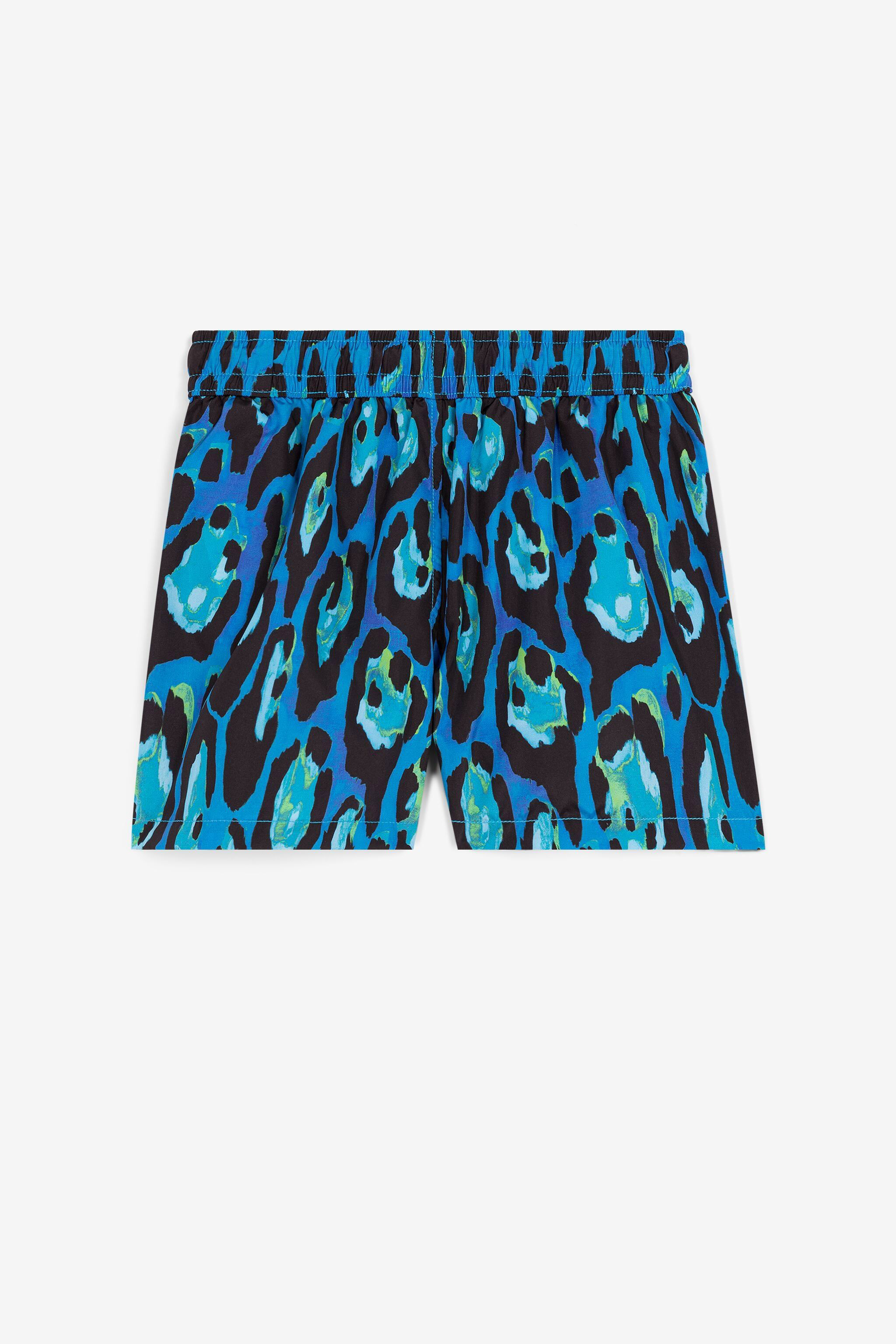 Roberto Cavalli Leopard-print Swim Shorts In Blue