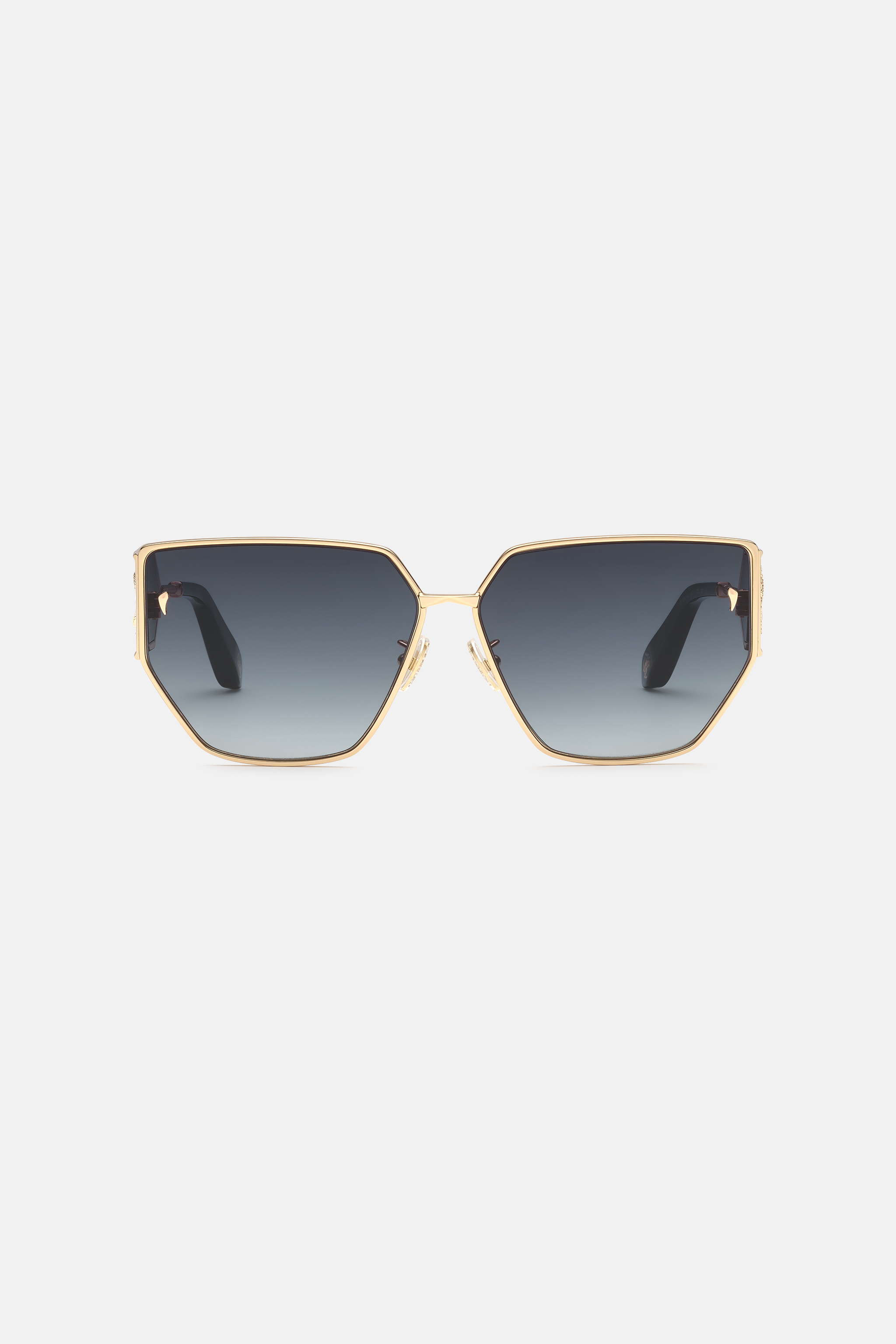 Roberto Cavalli Gold Sunglasses With Wide Shape Front, Metal Fangs Embellishment - Rose